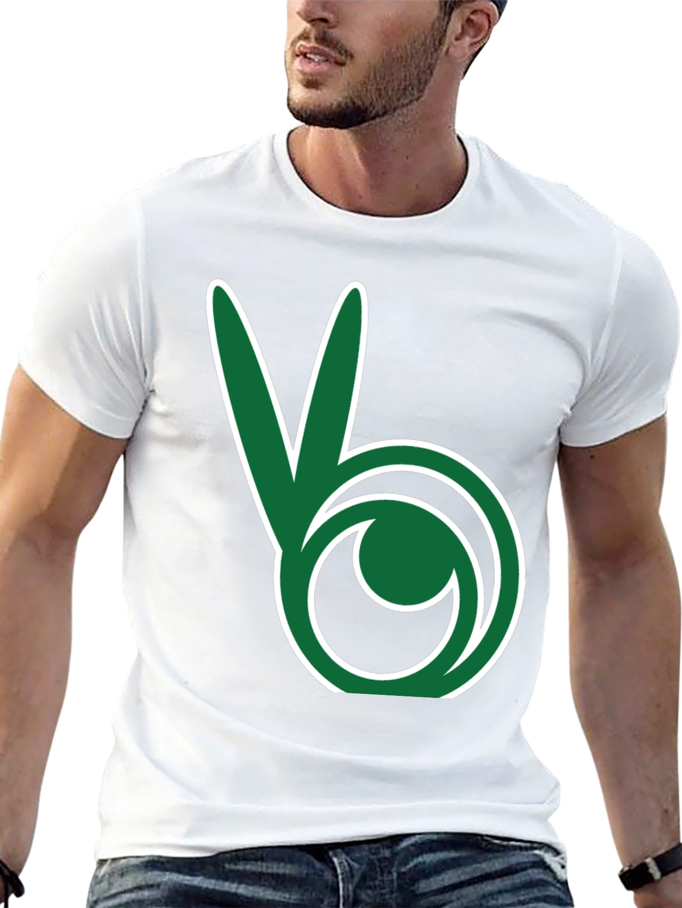 Green Peace Sign Black T-Shirt