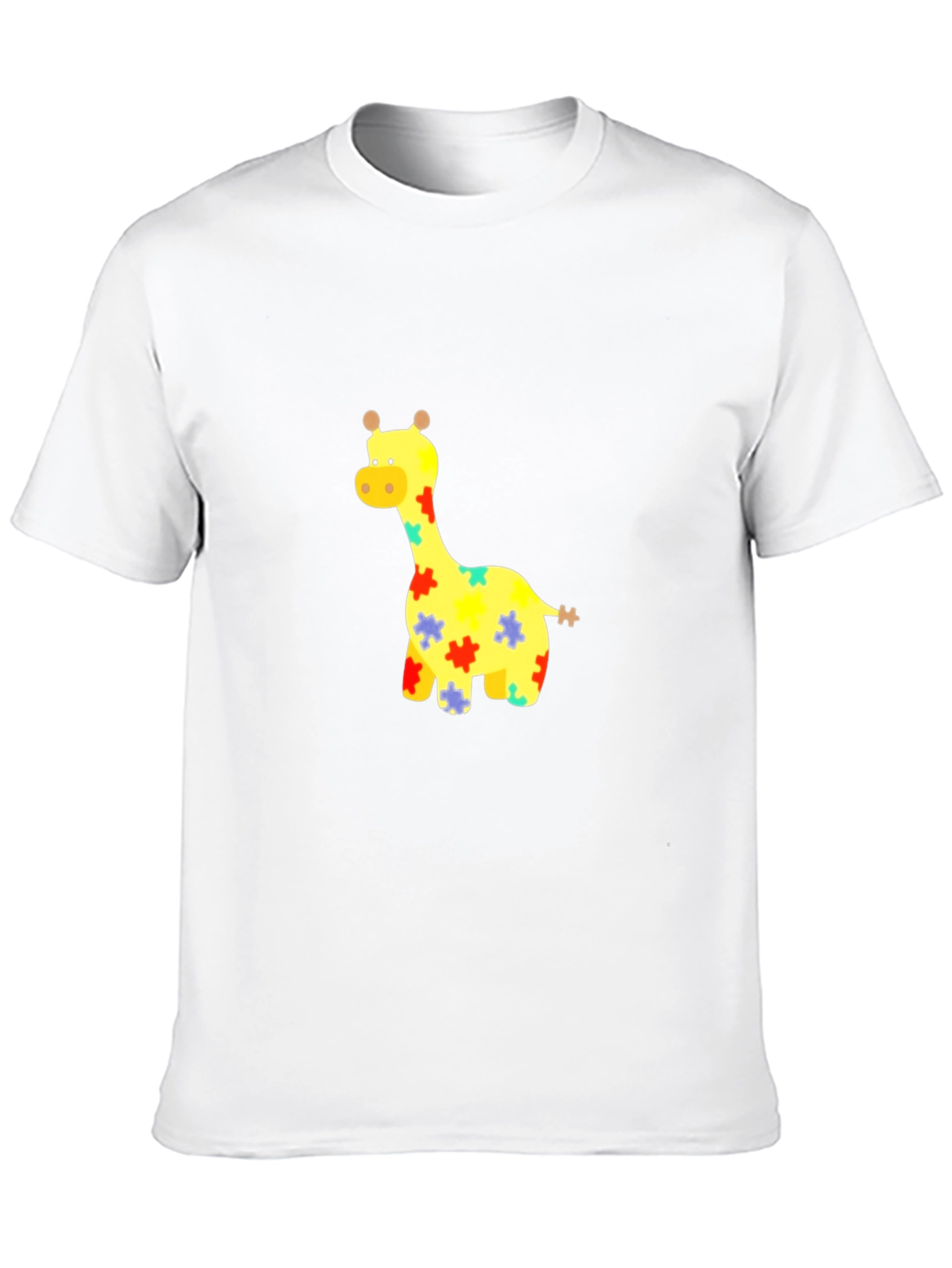 Giraffe Puzzle Piece Graphic Tee - Black Cotton T-Shirt