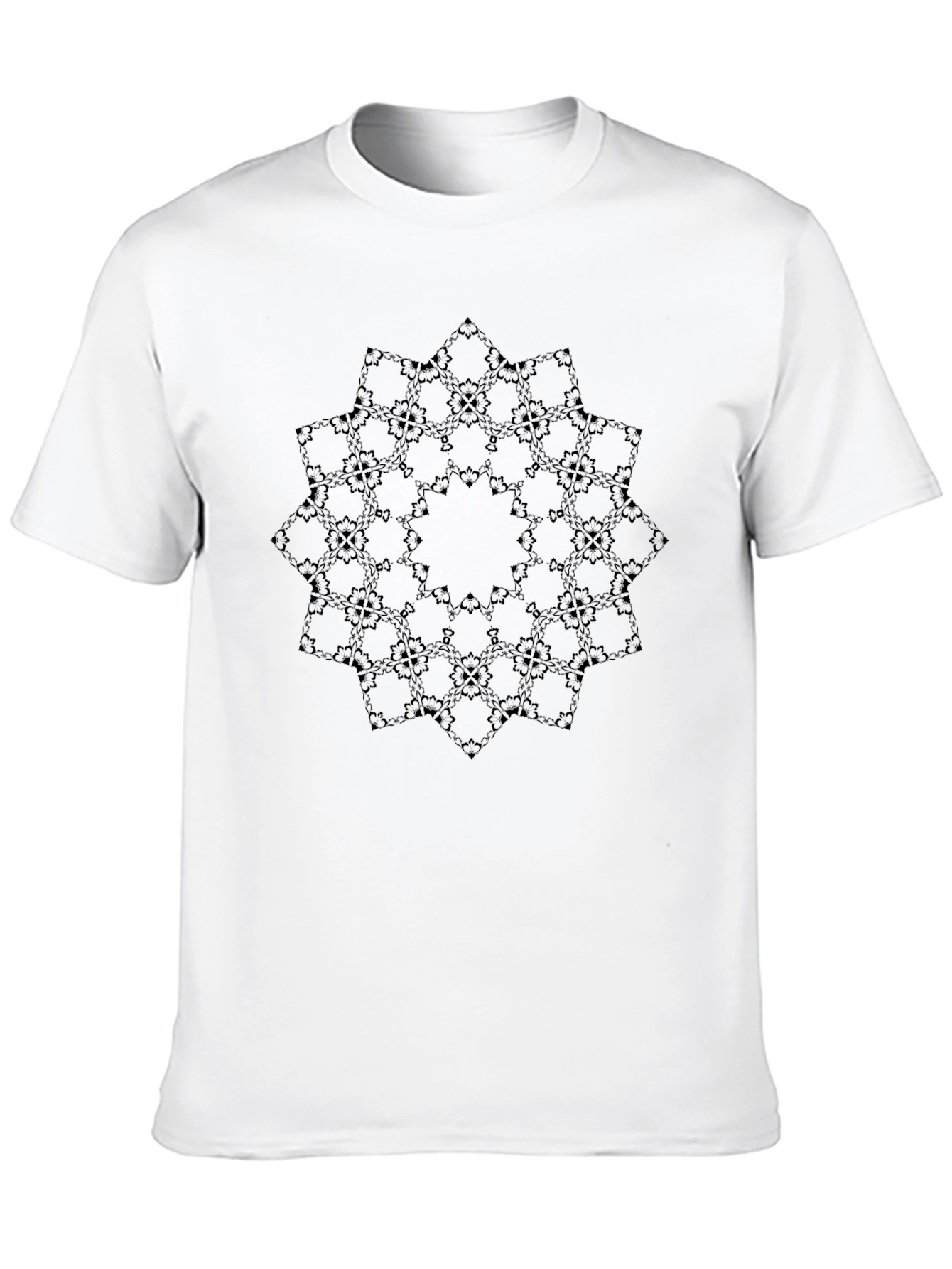 Abstract Fractal Pattern Black T-Shirt