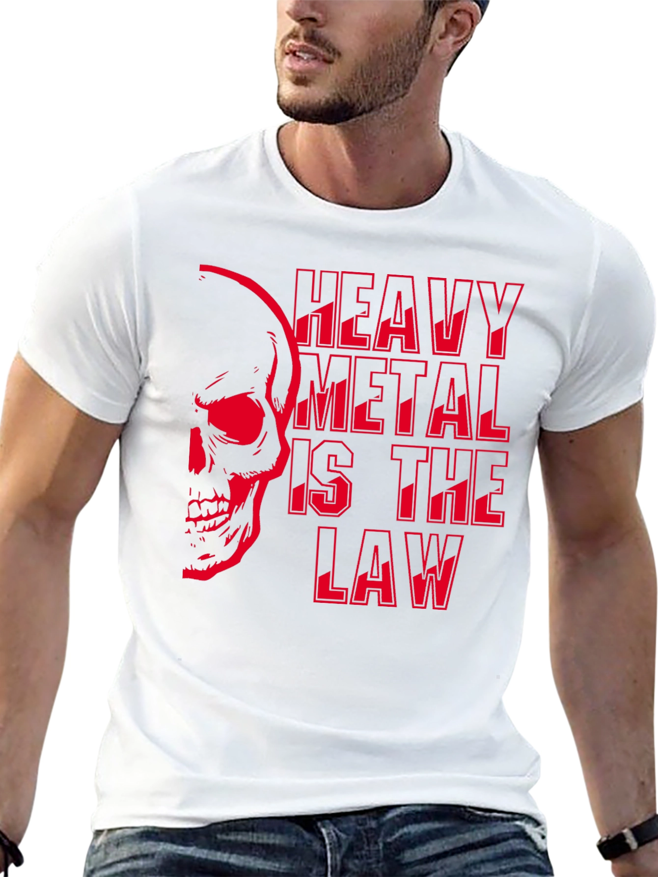 Heavy Metal Law Skull Graphic T-Shirt