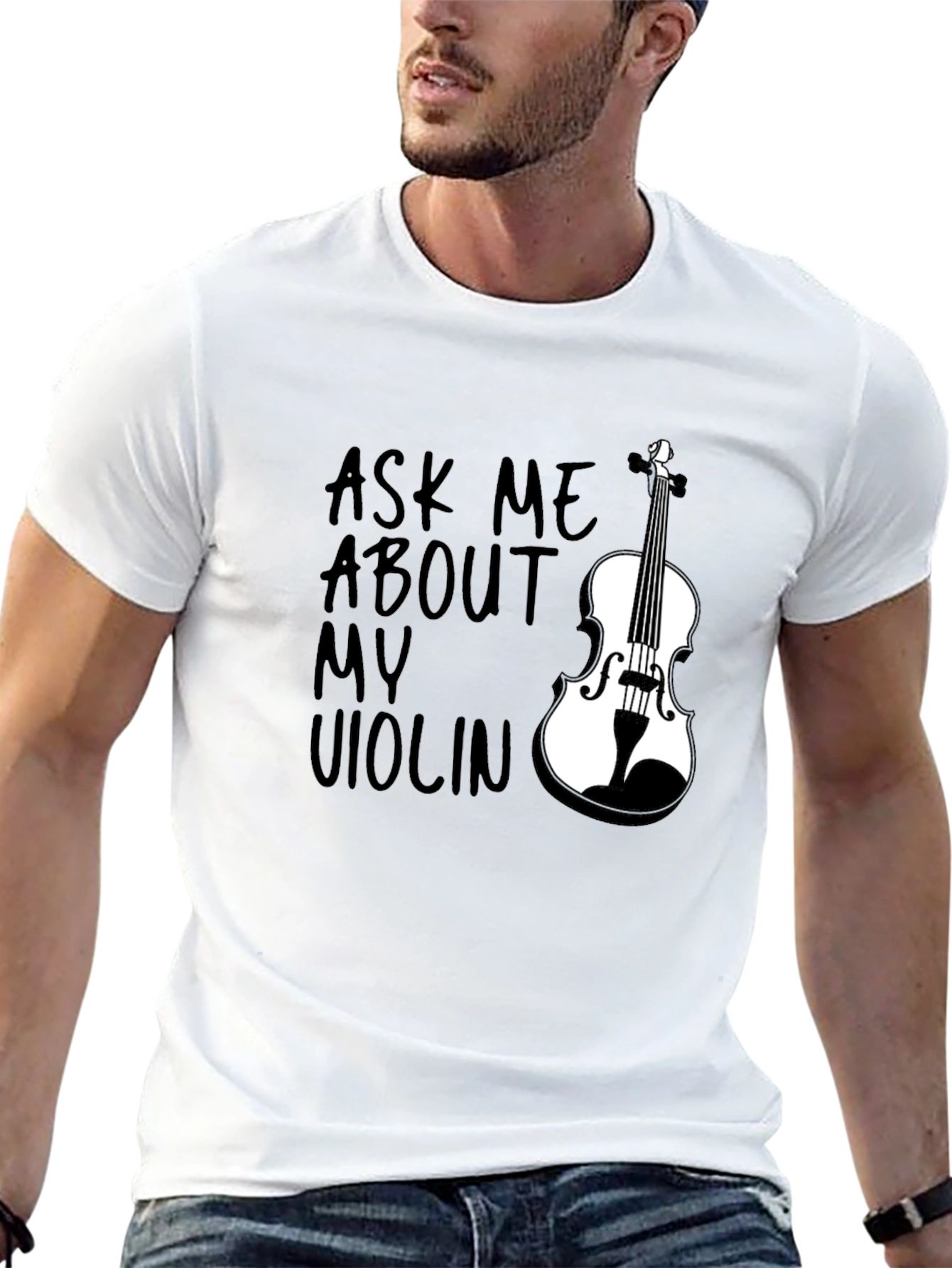 Ask Me About My Violin Graphic Tee - Black
