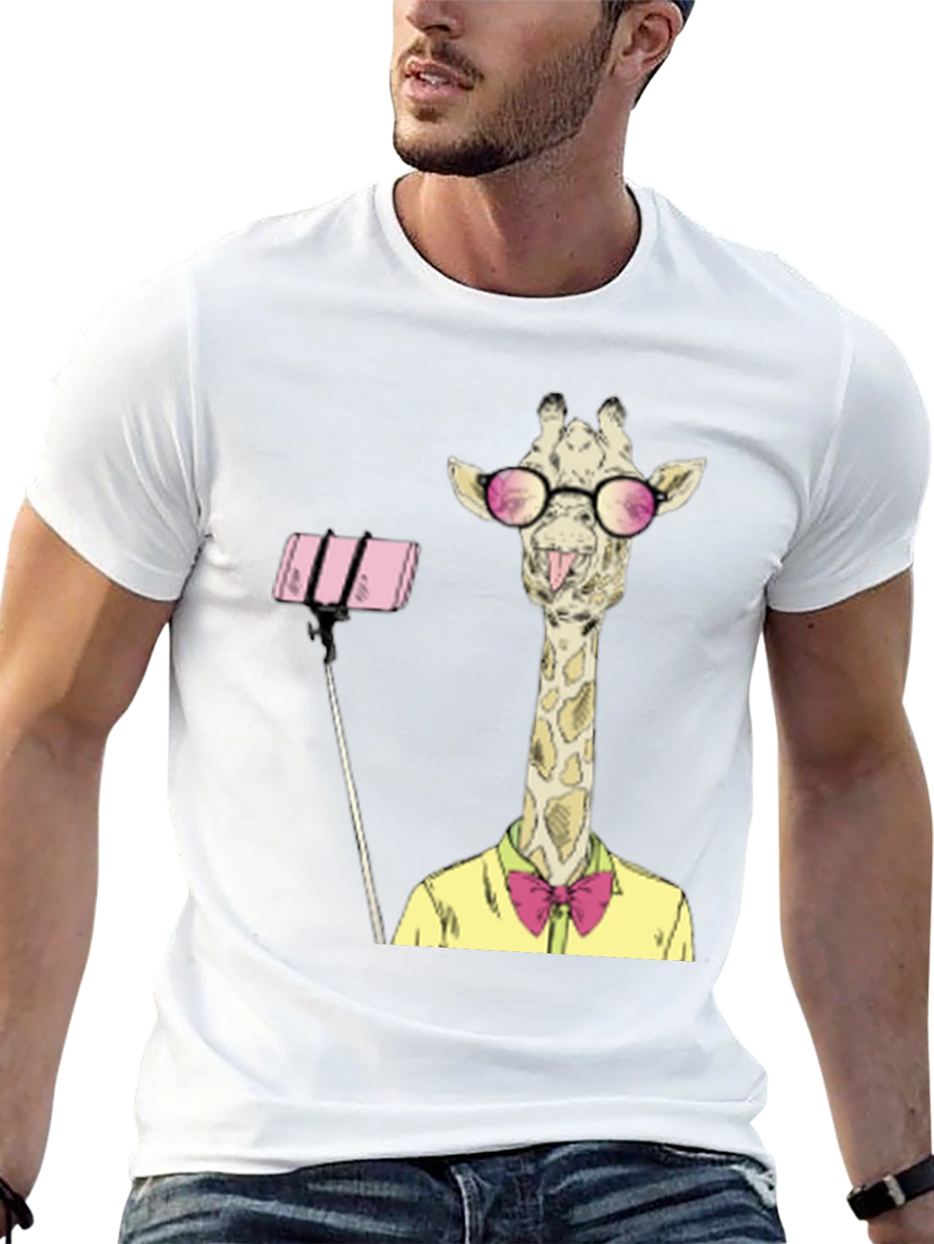 Giraffe Selfie Graphic T-Shirt - Unique Animal Design