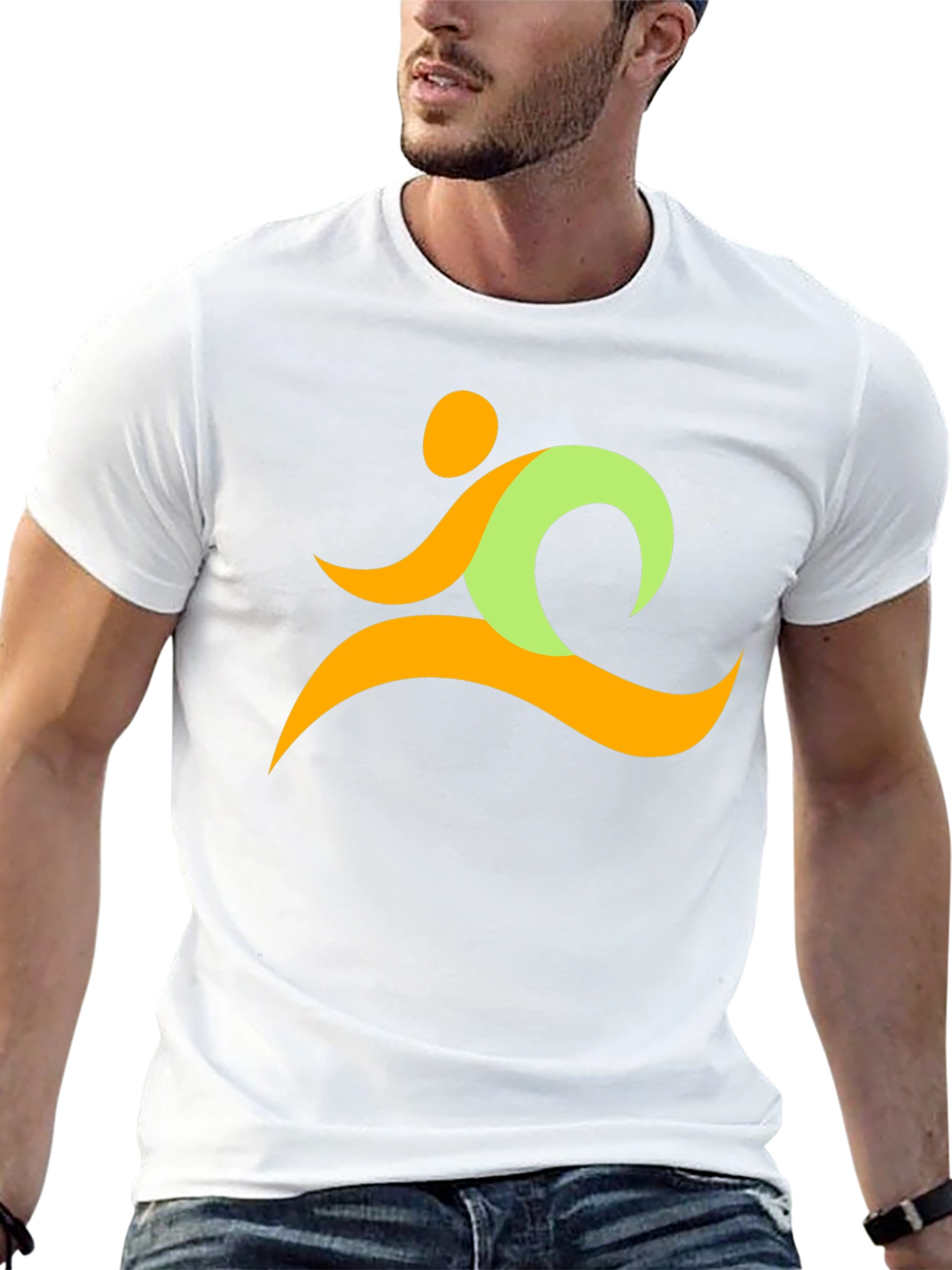 Abstract Runner Graphic Black T-Shirt