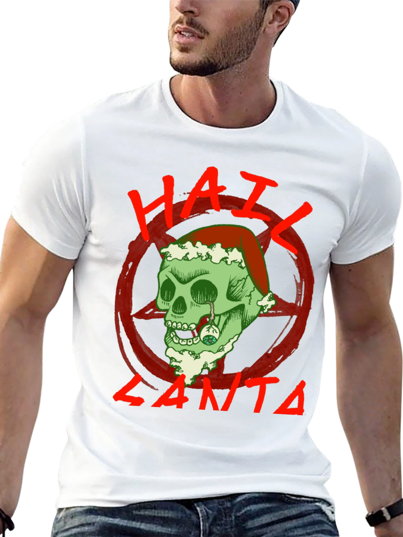 Hail Santa Skull T-Shirt - Holiday Grunge Style