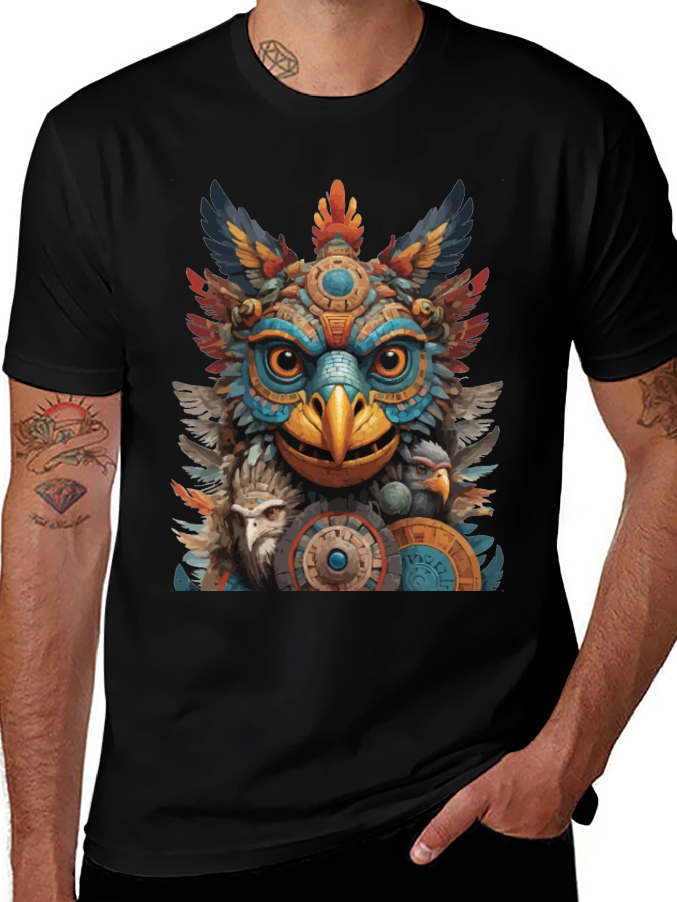 Aztec Eagle Warrior Graphic Tee
