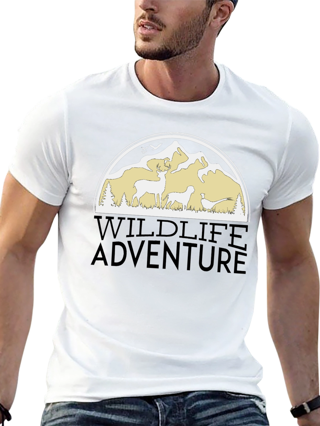 Wildlife Adventure Graphic Tee - Black Cotton Blend