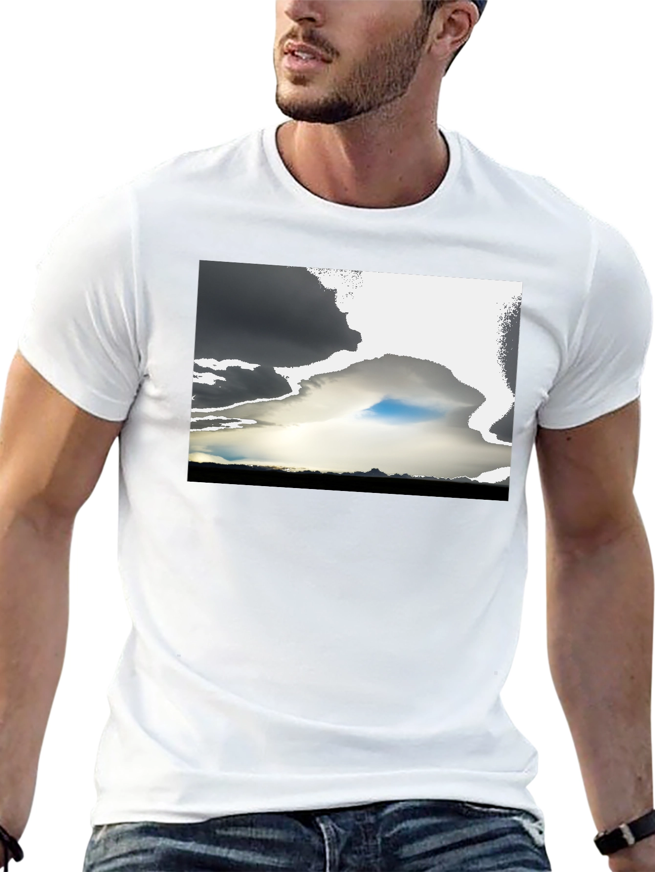Dramatic Sky Graphic Tee - Black Cotton Blend