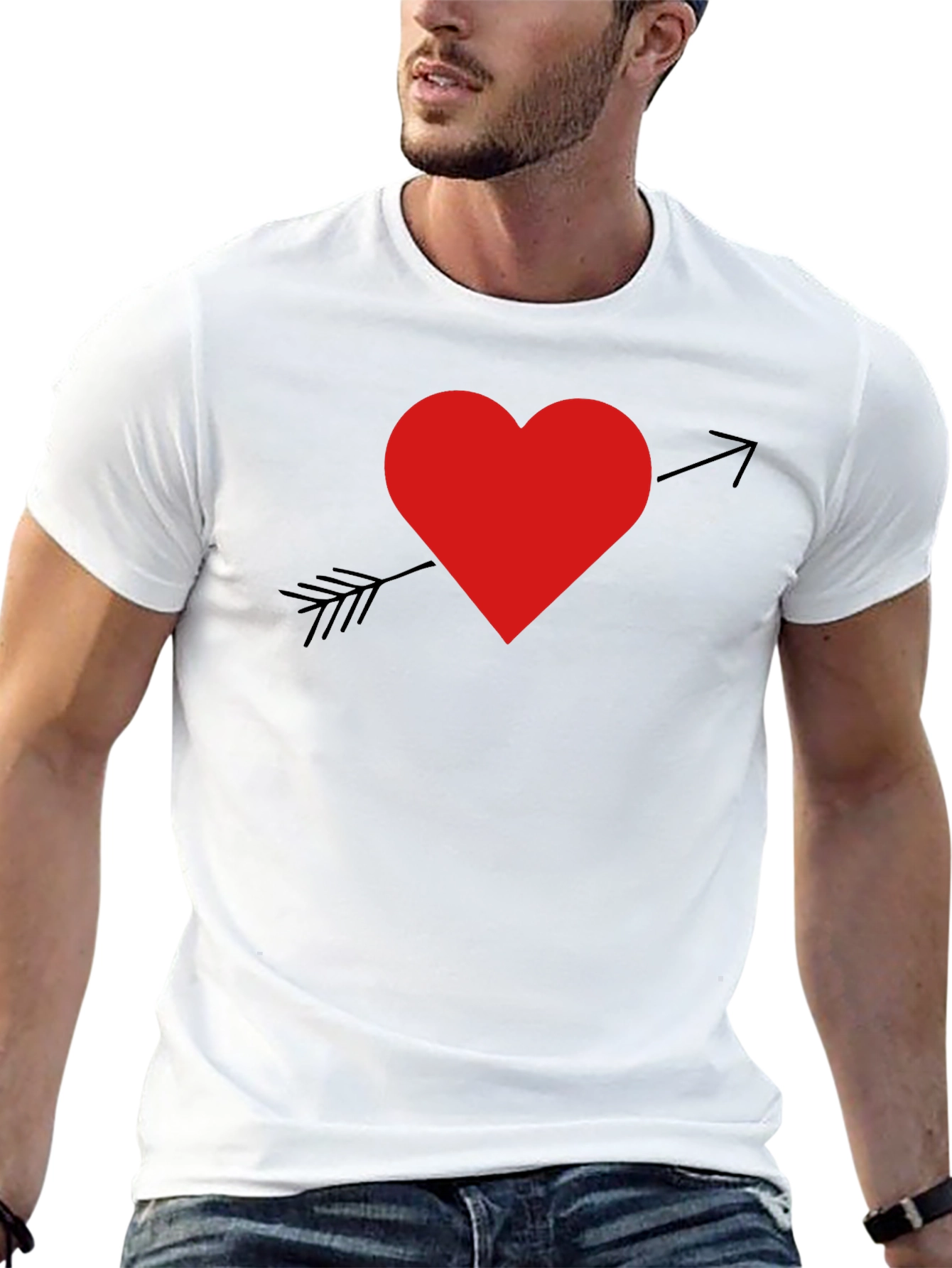 Heart Arrow Graphic T-Shirt - Black Cotton Blend