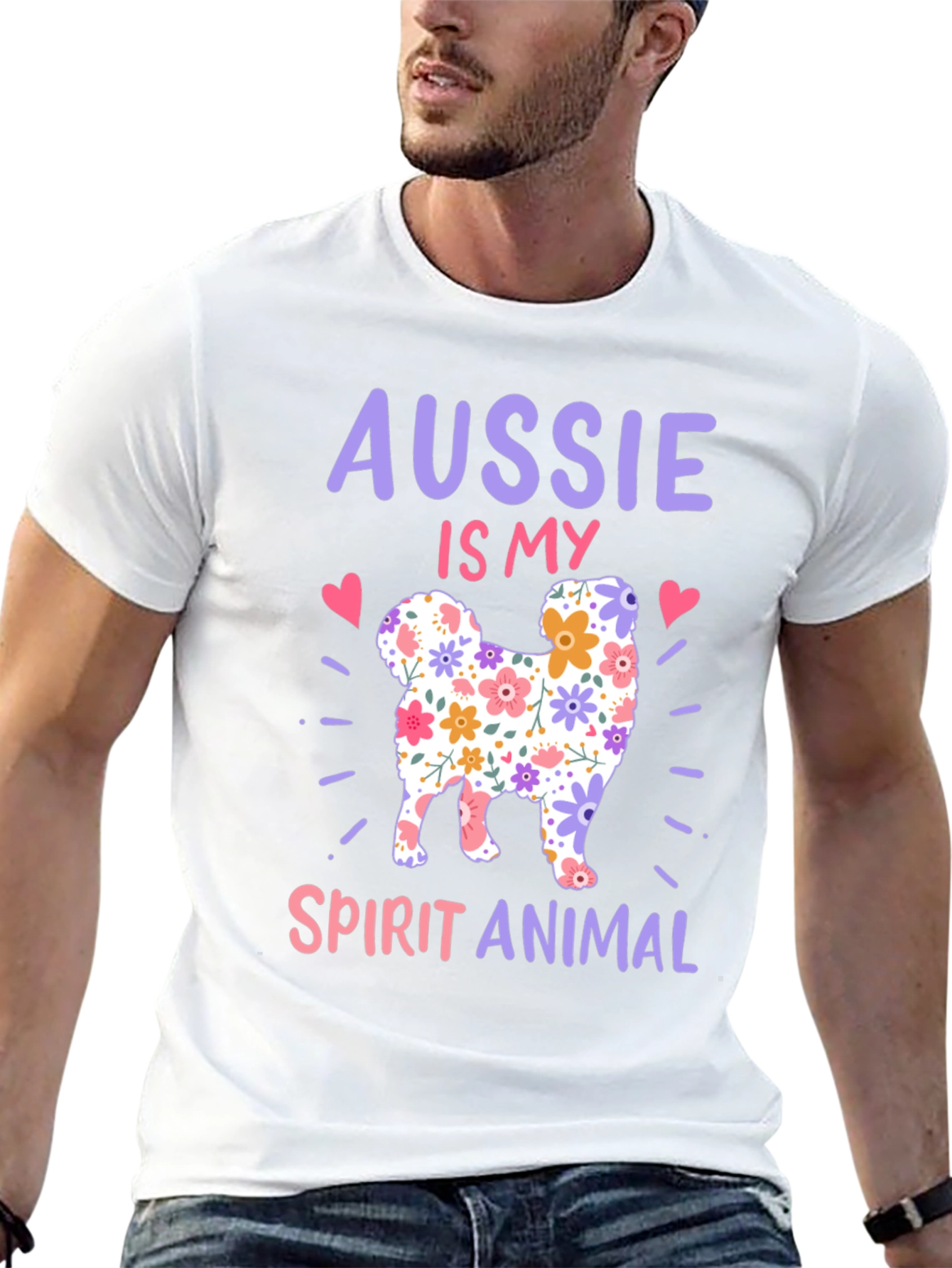 Aussie Spirit Animal Floral Dog T-Shirt