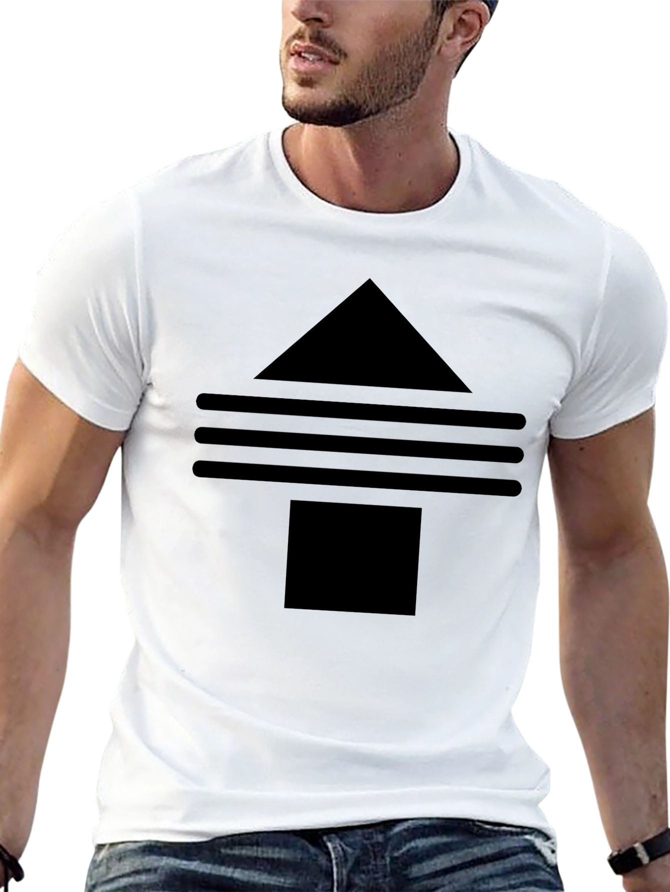 Geometric Arrow Graphic Tee - Modern Casual Style