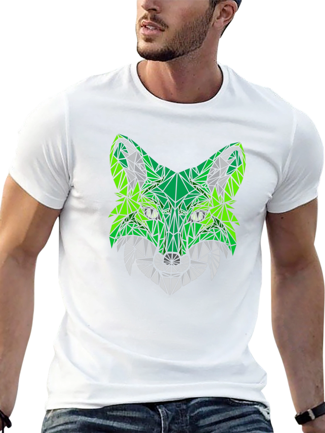 Geometric Fox Head Black T-Shirt