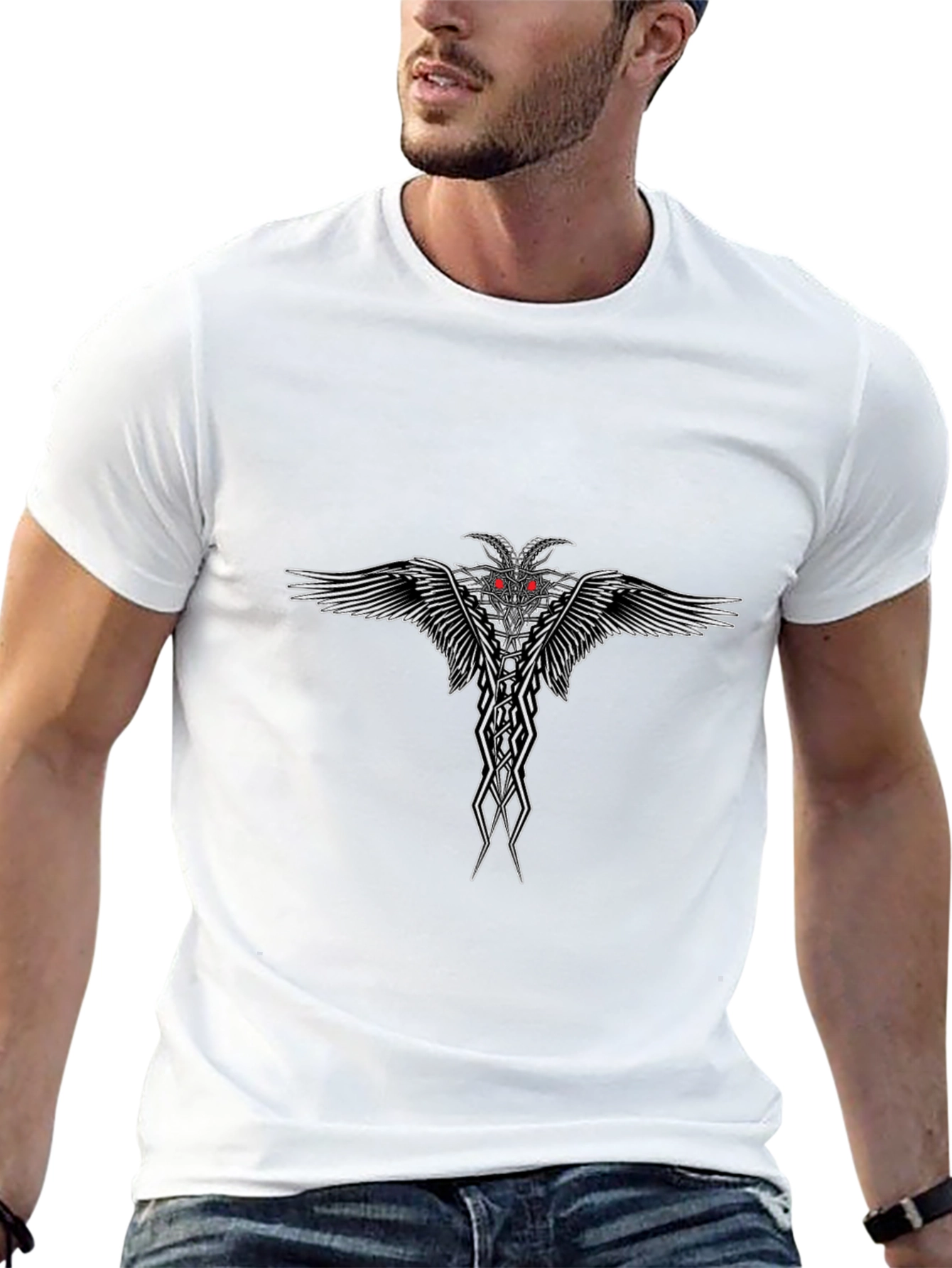 Graphic Print Mens Black T-Shirt