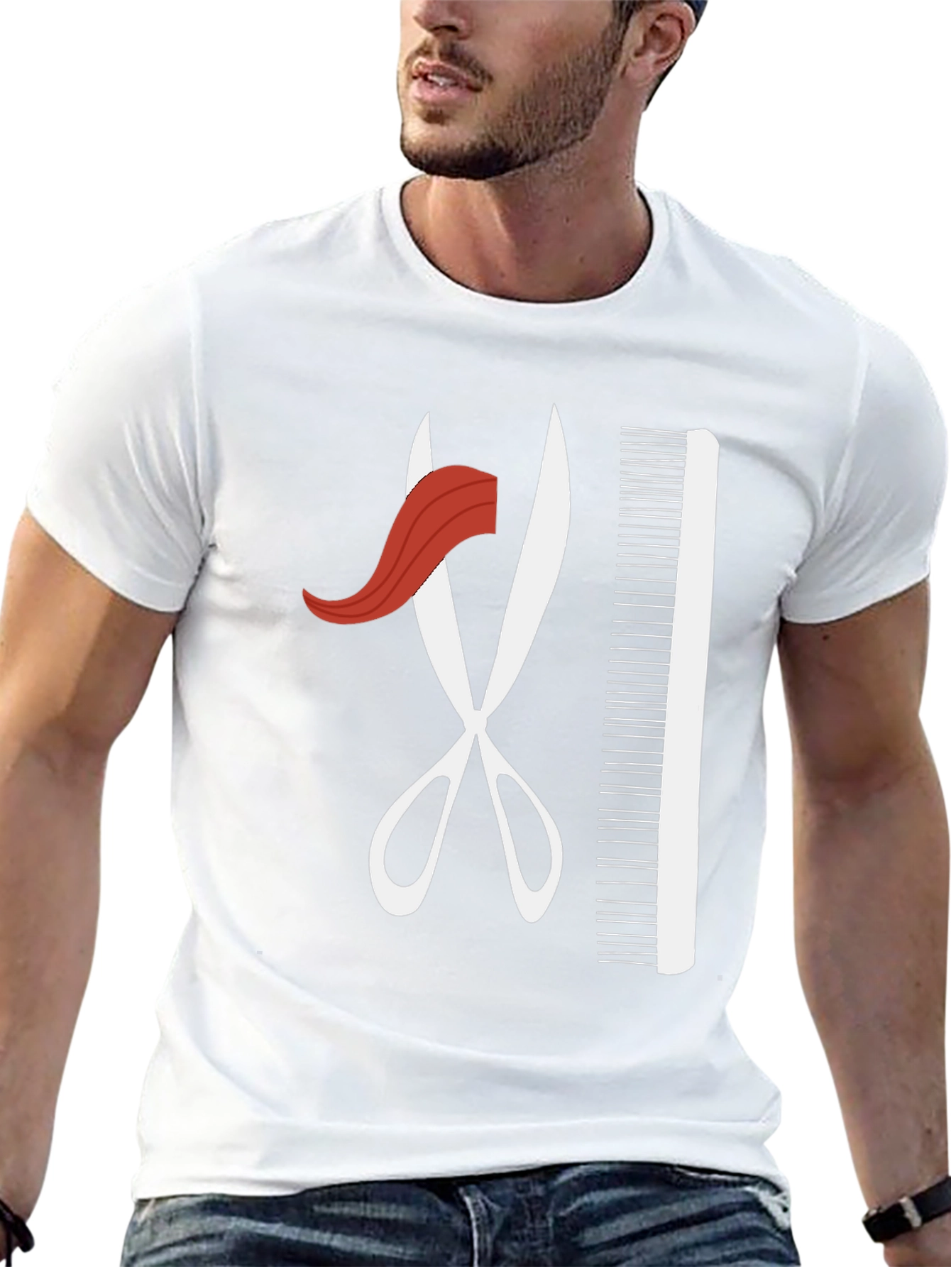 Barber Style T-Shirt - Scissors and Comb Graphic
