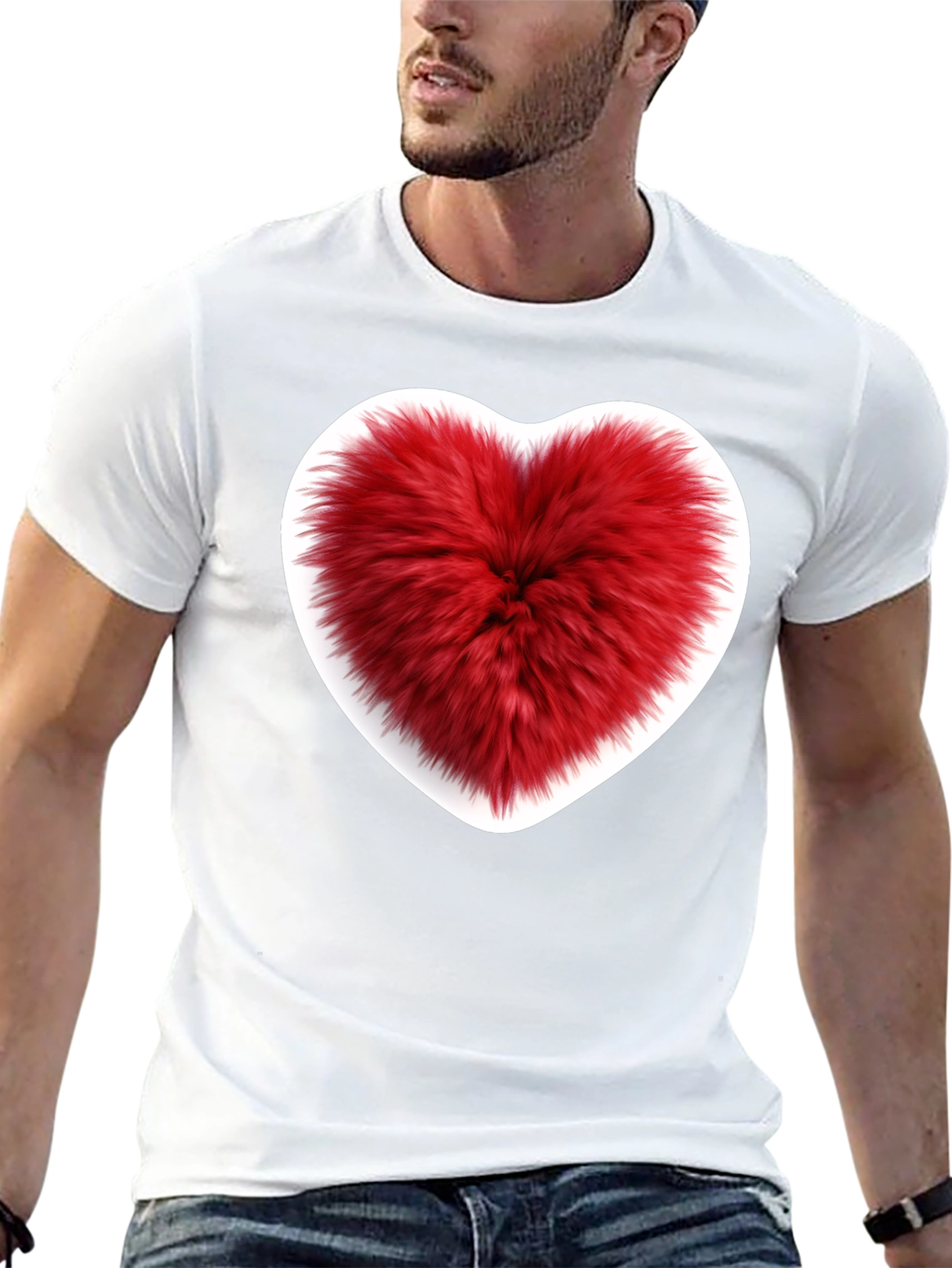 Fuzzy Heart Graphic Tee - Black