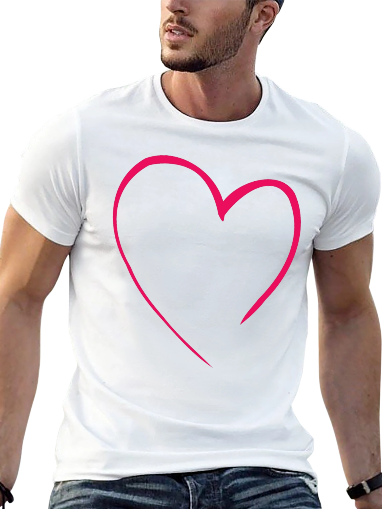 Heart Outline Graphic Tee - Stylish Casual Wear