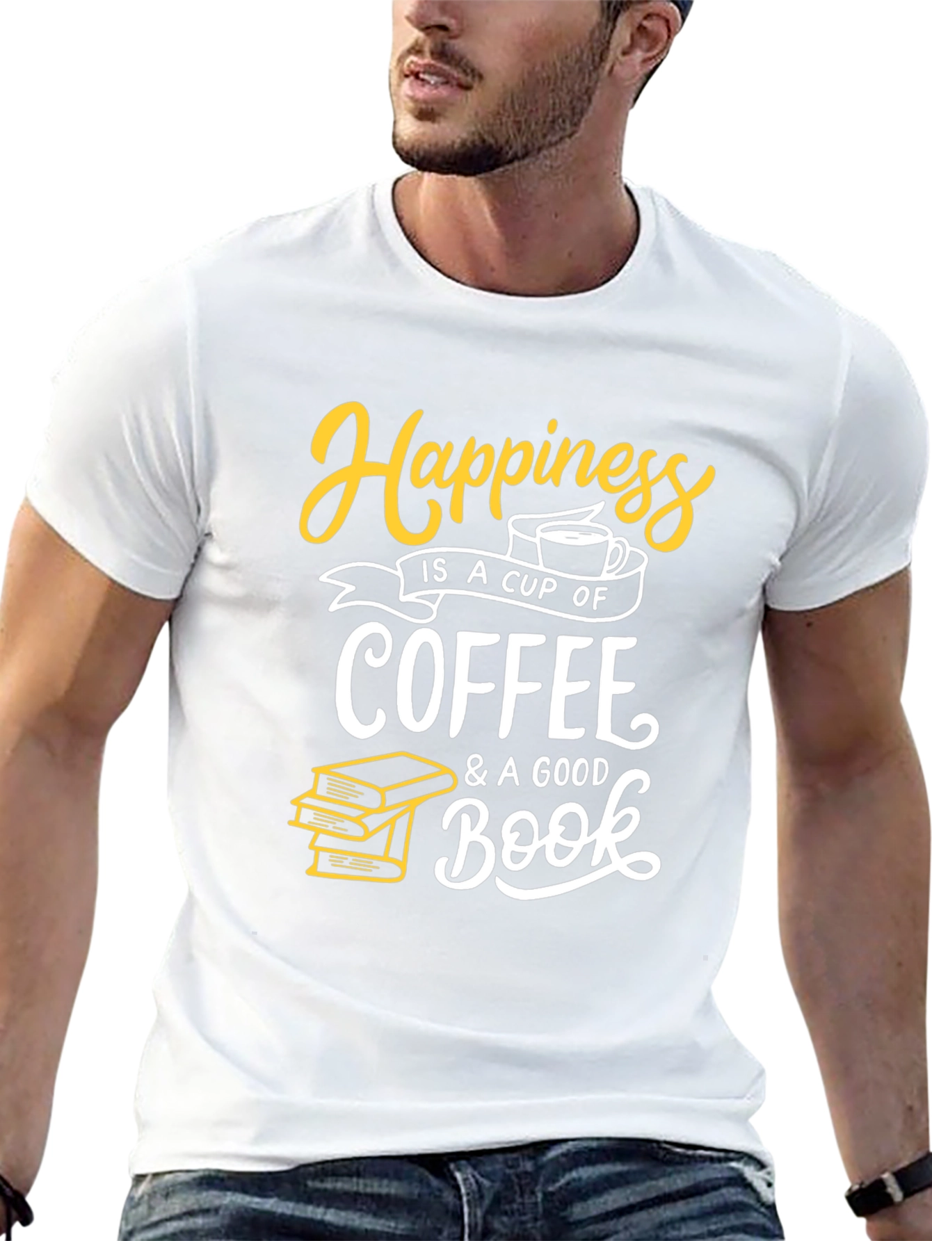 Happiness Coffee and Books Black T-Shirt