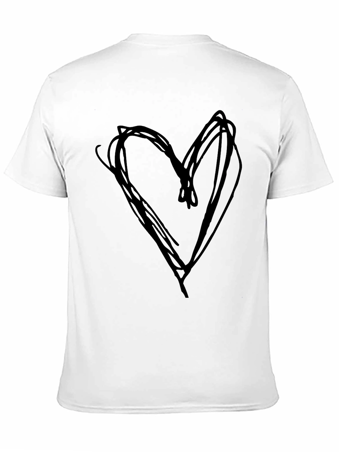 Heart Scribble Tee - Black Cotton Casual Shirt