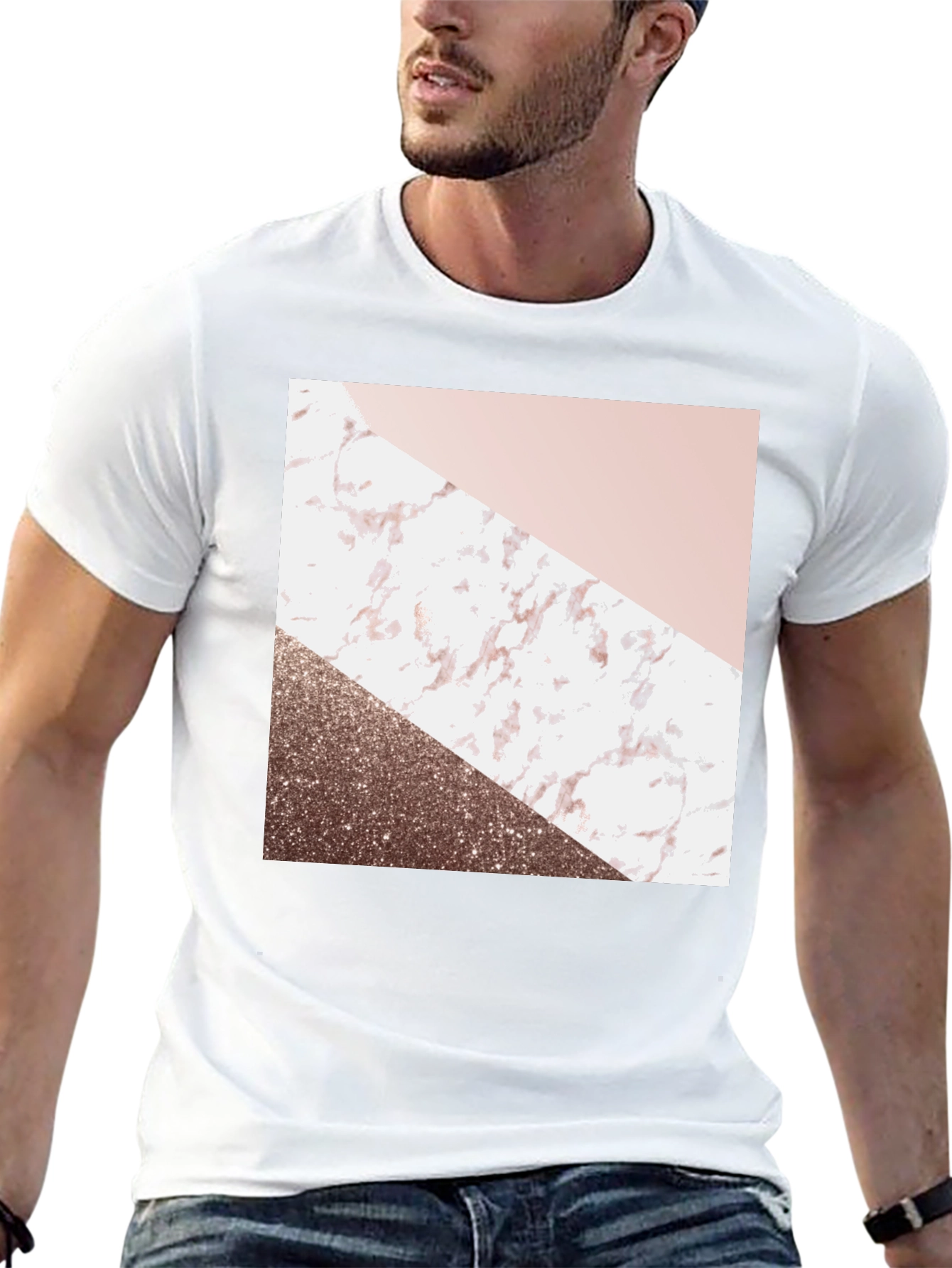 Geometric Marble Design Black T-Shirt
