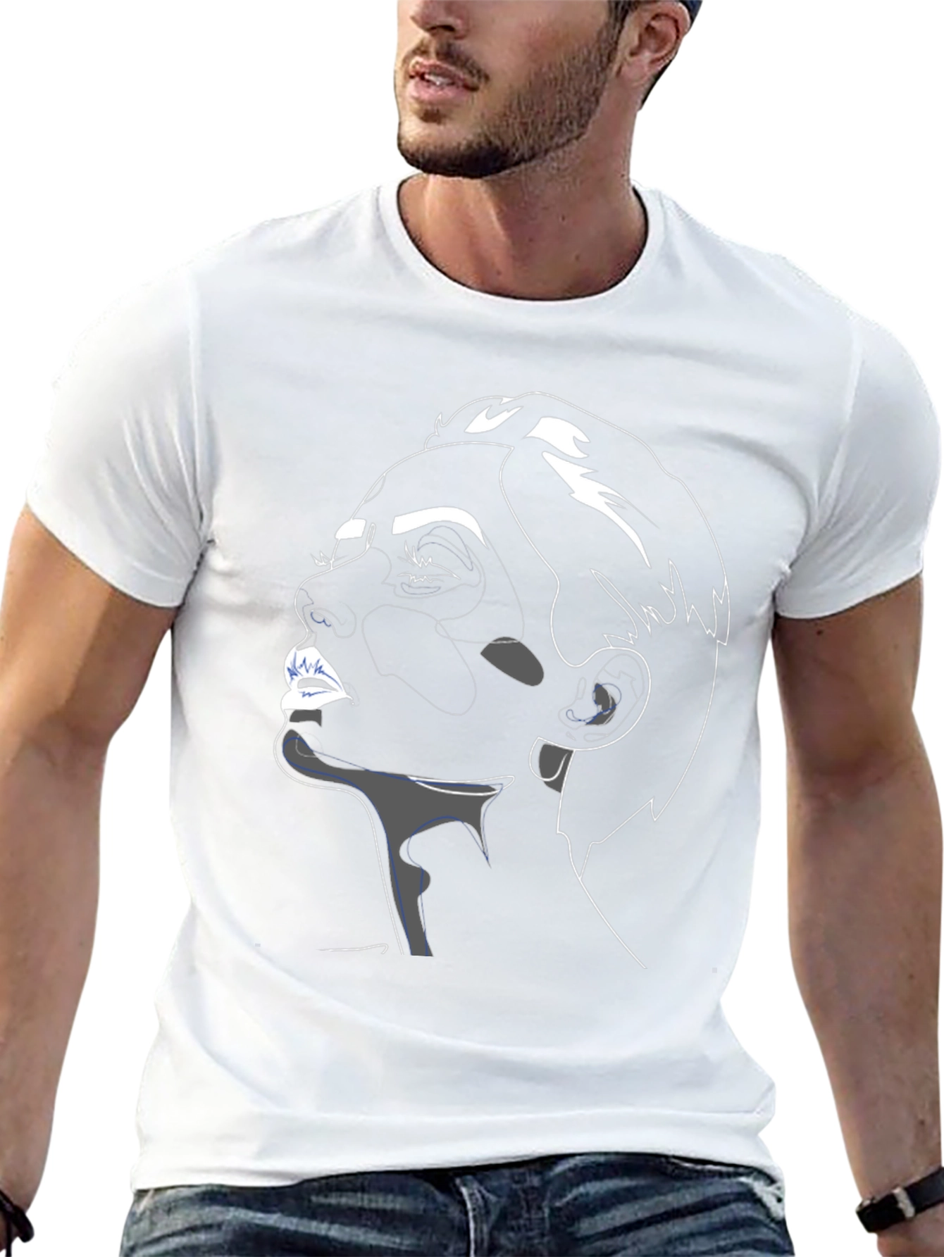 Abstract Face Graphic Black T-Shirt