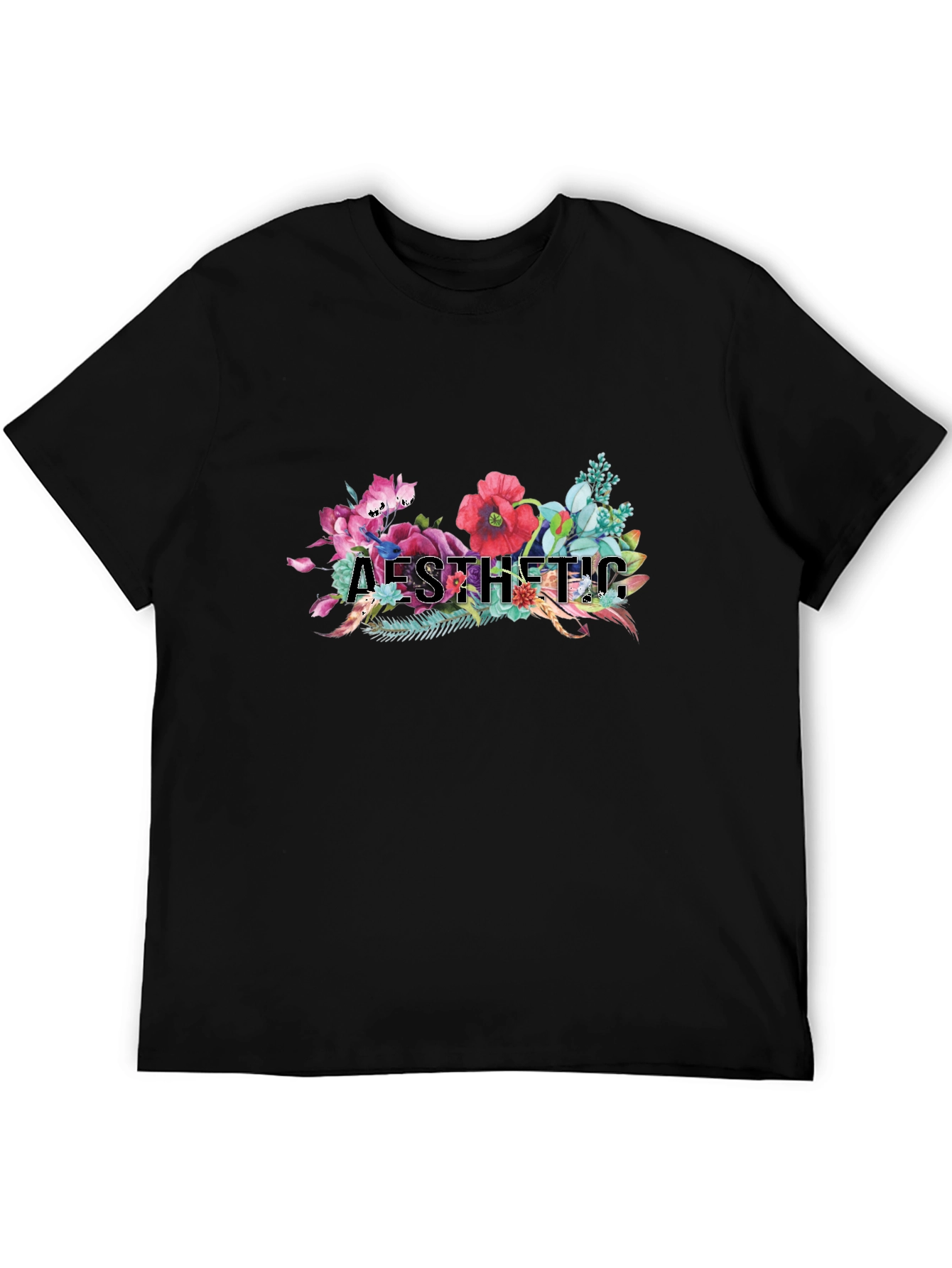 Aesthetic Floral Black T-Shirt