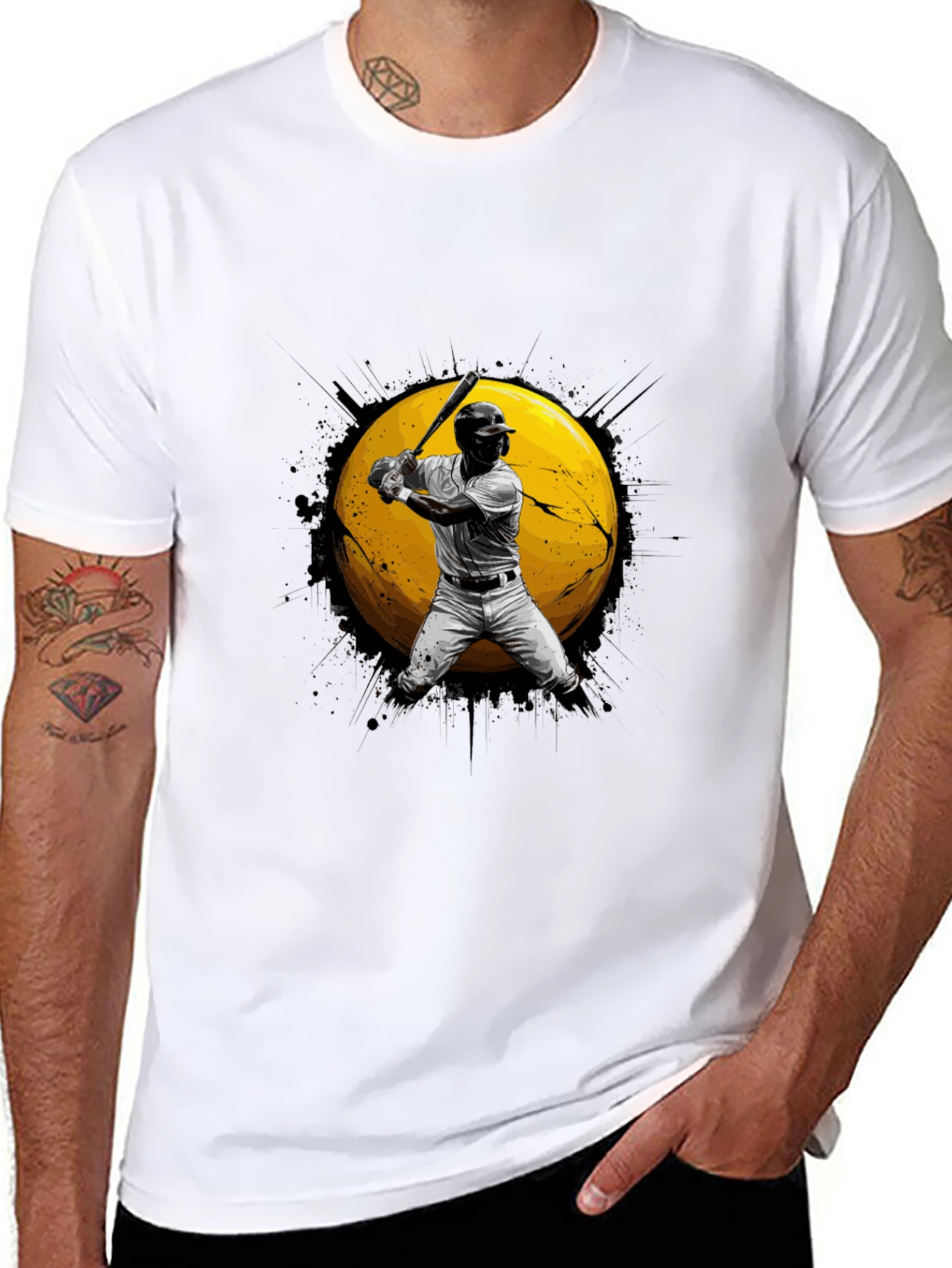 Baseball Player Graphic Black T-Shirt