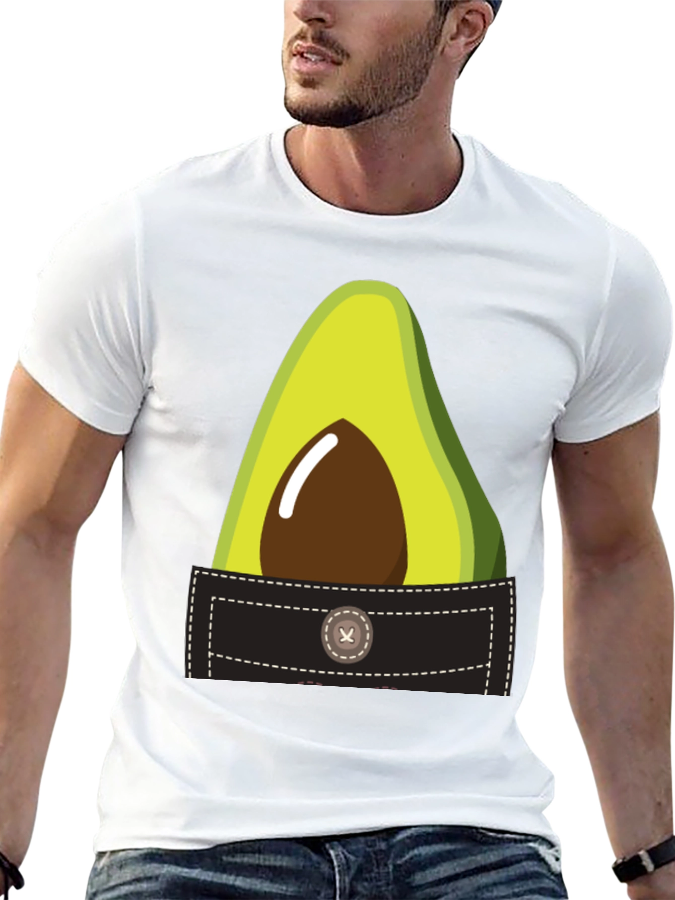 Avocado Pocket Graphic Tee - Novelty T-Shirt