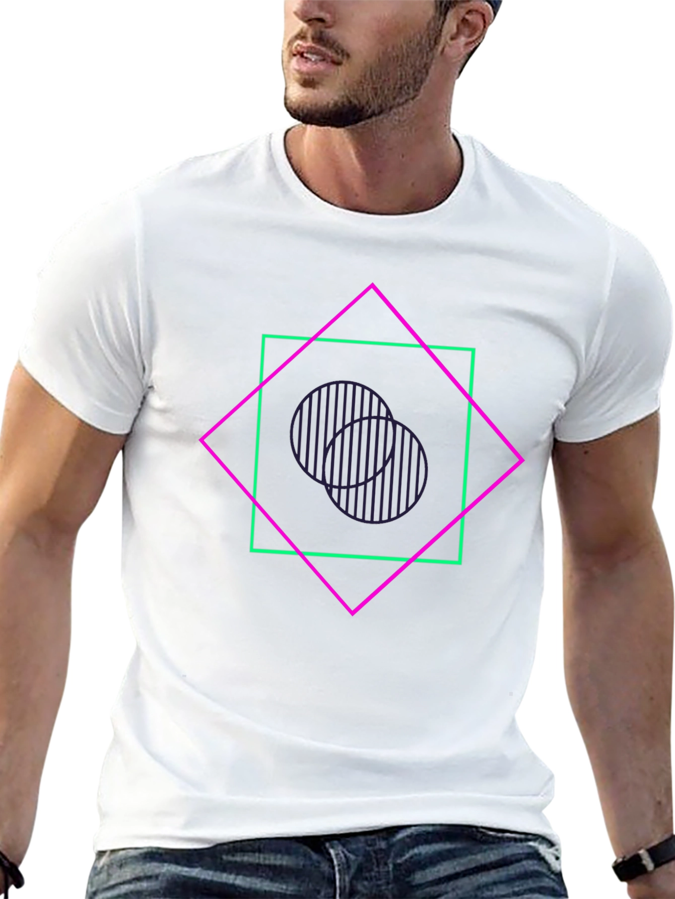 Geometric Graphic Tee - Edgy Style
