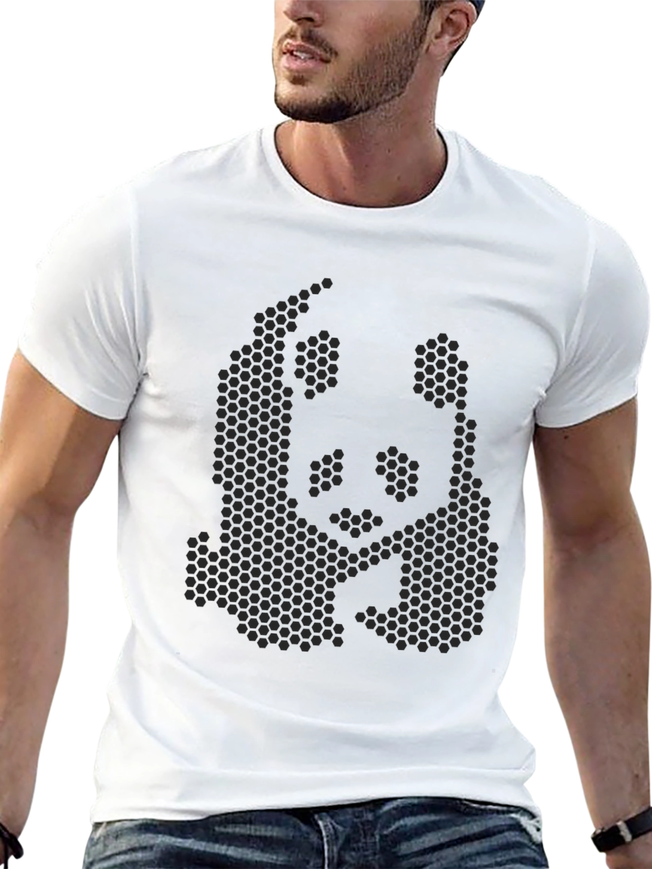Geometric Panda Print T-Shirt