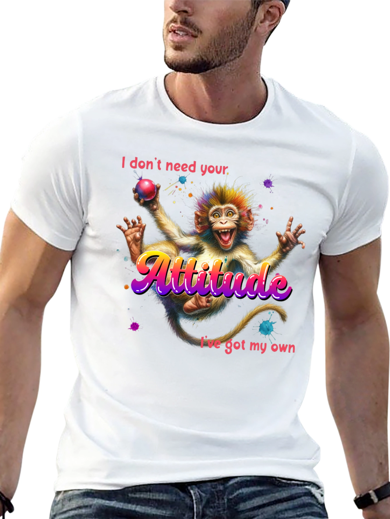 Attitude Monkey Graphic Tee - Quirky Fun Style