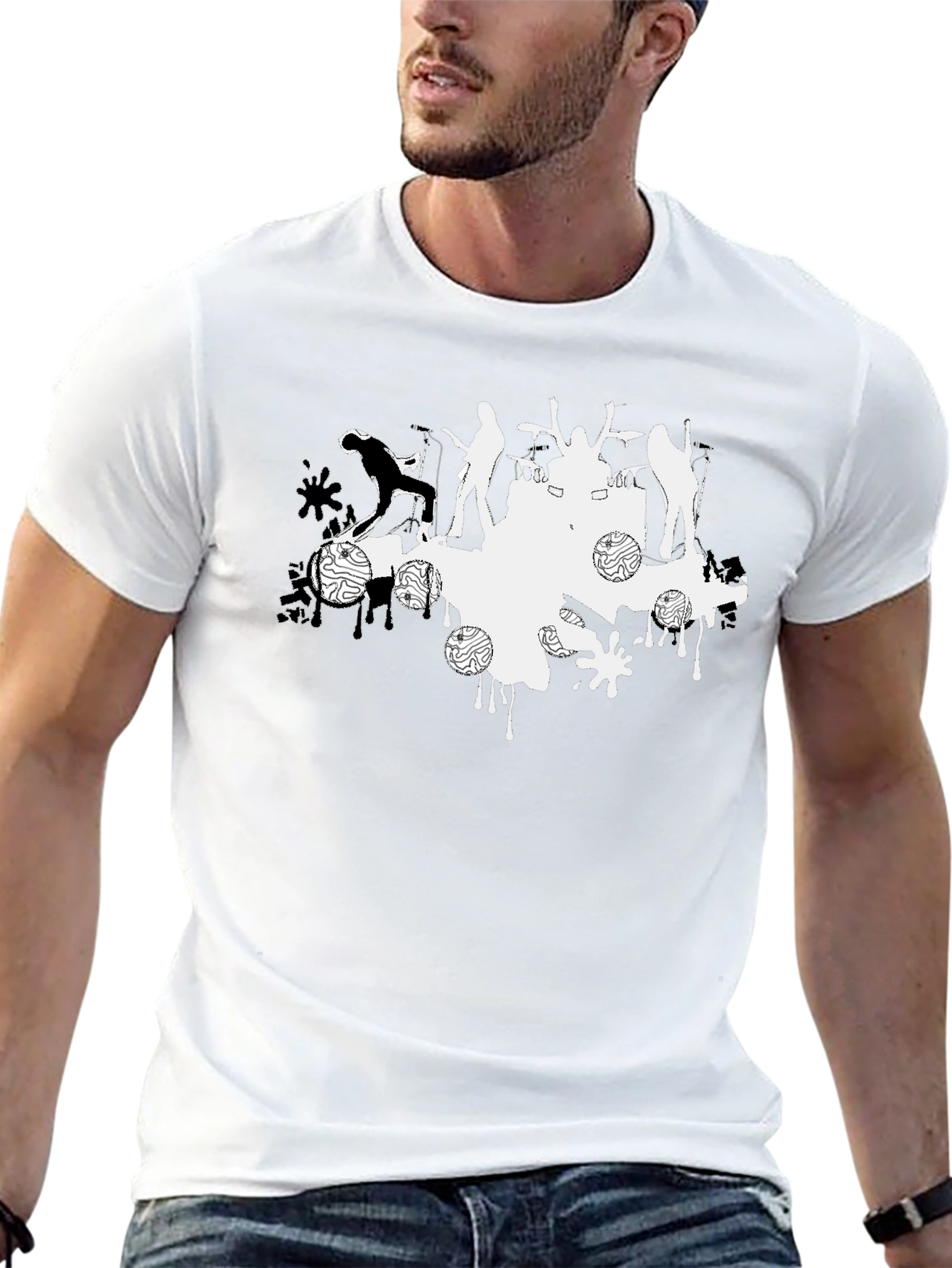 Abstract Band Tee - Black Cotton