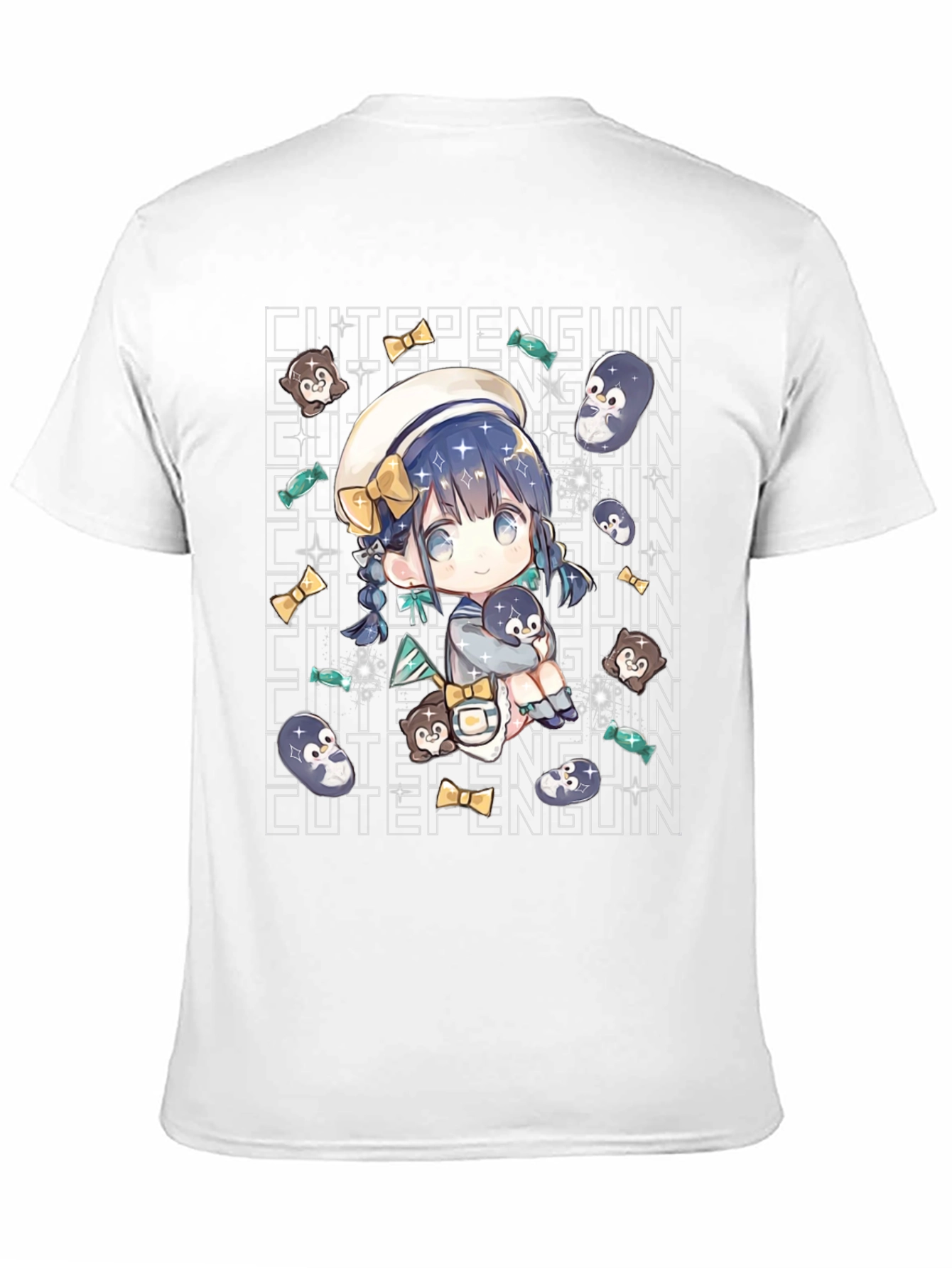 Anime Cute Penguin Black T-Shirt