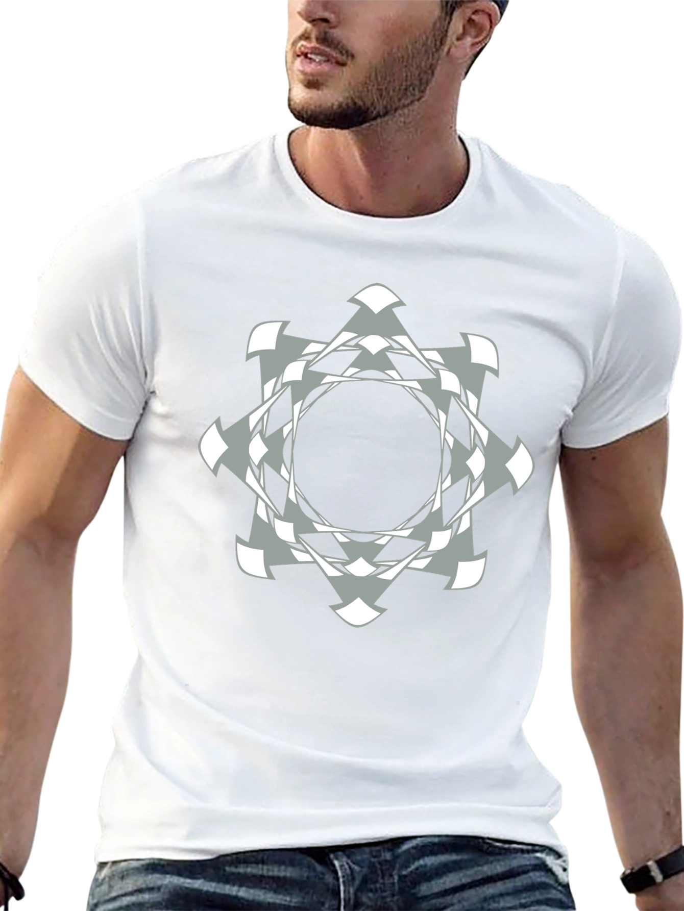 Abstract Geometric Graphic Print Black T-Shirt