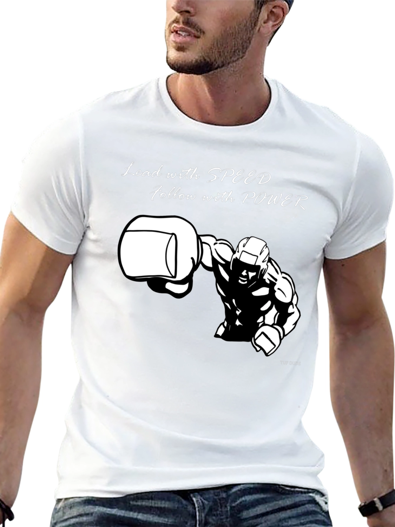 Mens Graphic T-Shirt: Lead with Speed Follow with Power