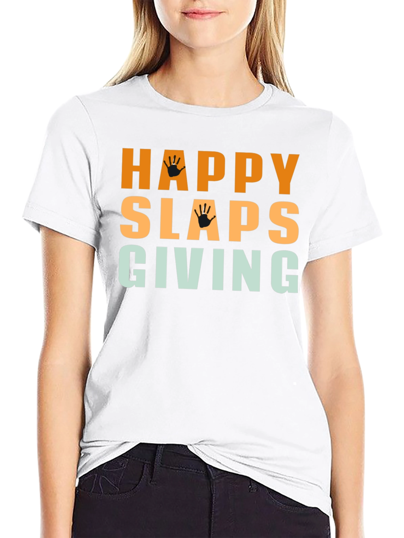 Happy Slaps Giving Black T-Shirt