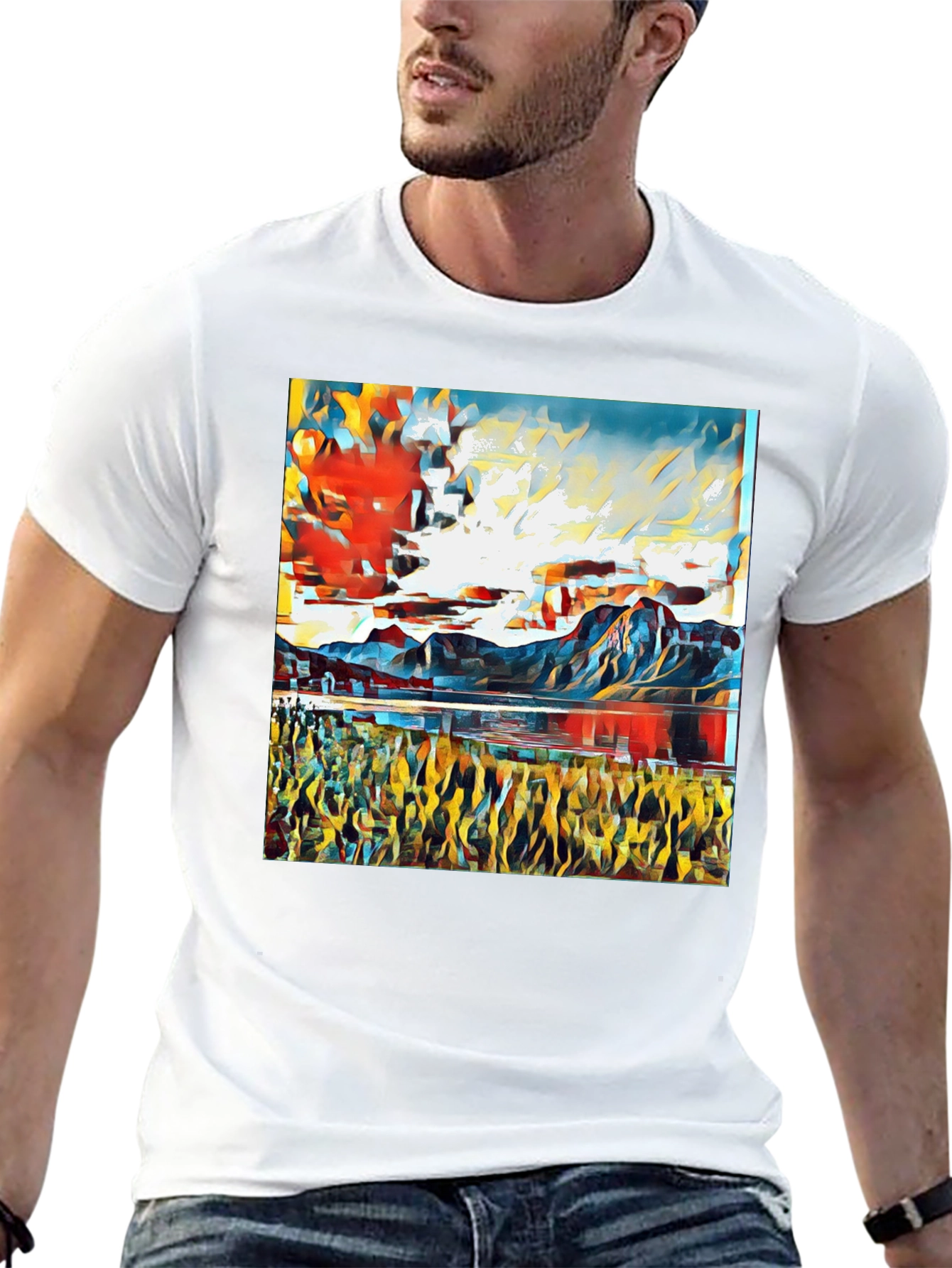 Abstract Landscape Graphic Tee - Stylish Art Shirt