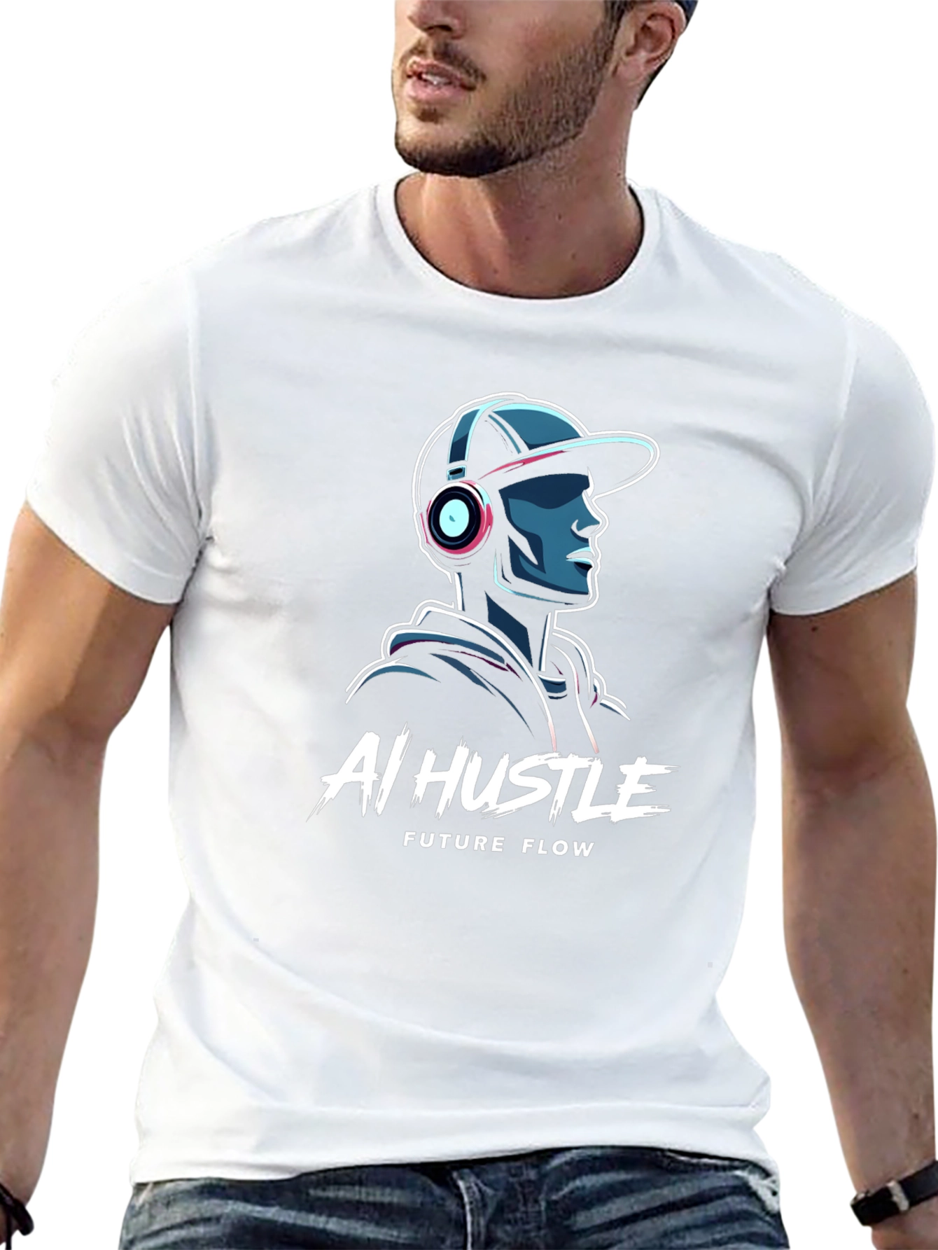 AI Hustle Future Flow Black Graphic Tee