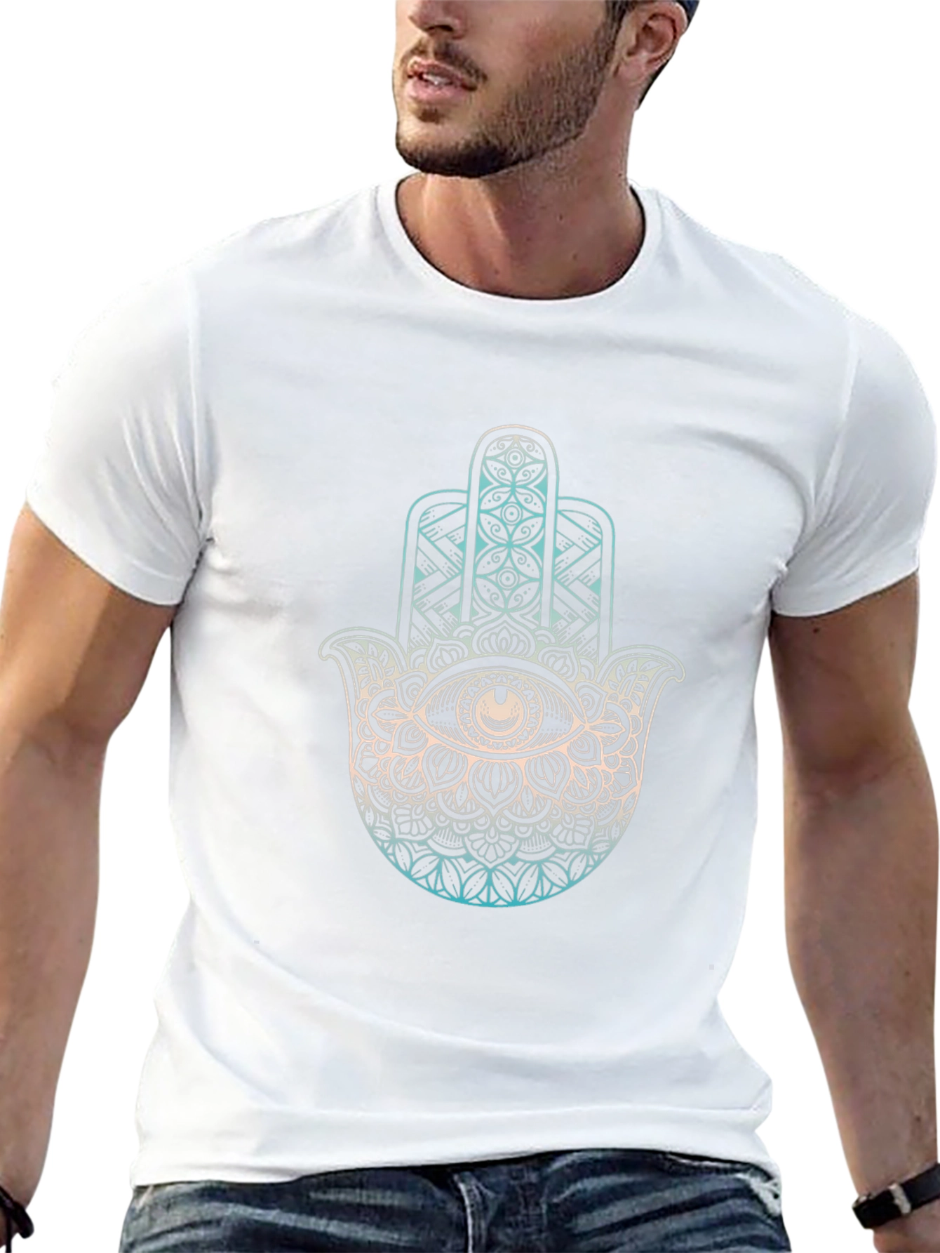 Hamsa Hand Graphic Tee - Black Cotton T-Shirt