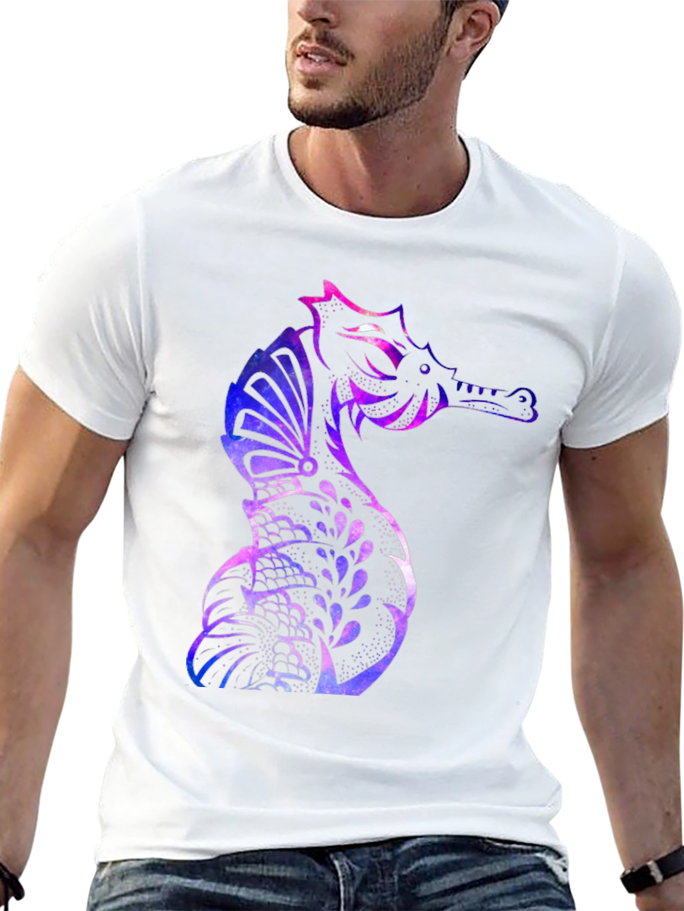 Galaxy Seahorse Graphic T-Shirt - Mens Black Tee