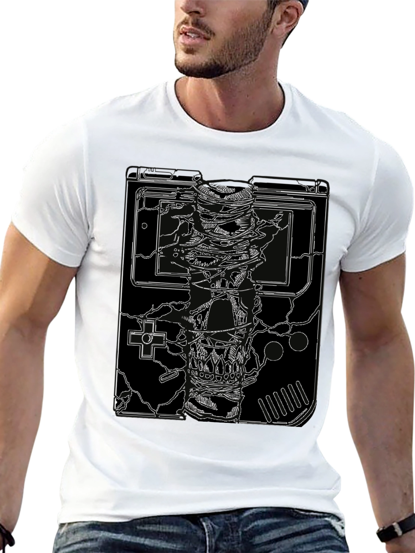 Game Over Skull T-Shirt - Retro Gamer Style