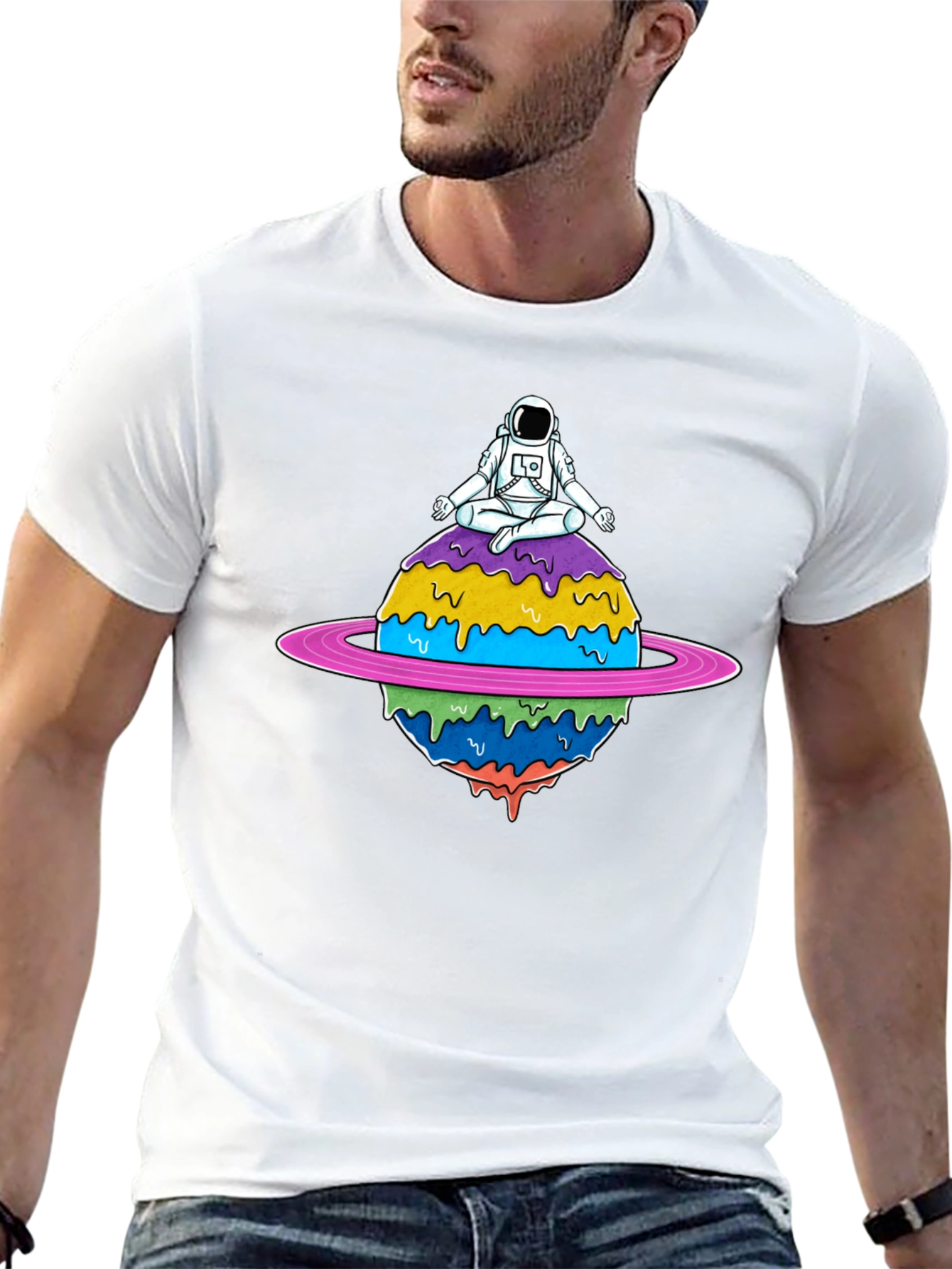 Astronaut Meditating on Planet T-Shirt