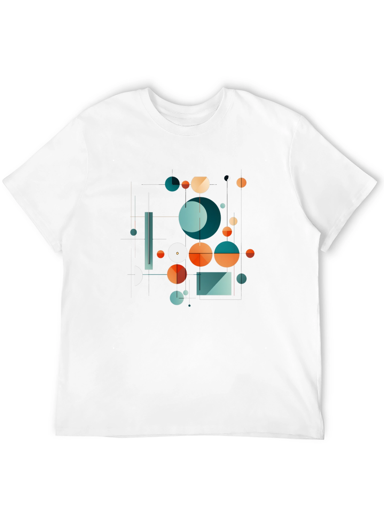 Abstract Geometric Circle Design Black T-Shirt