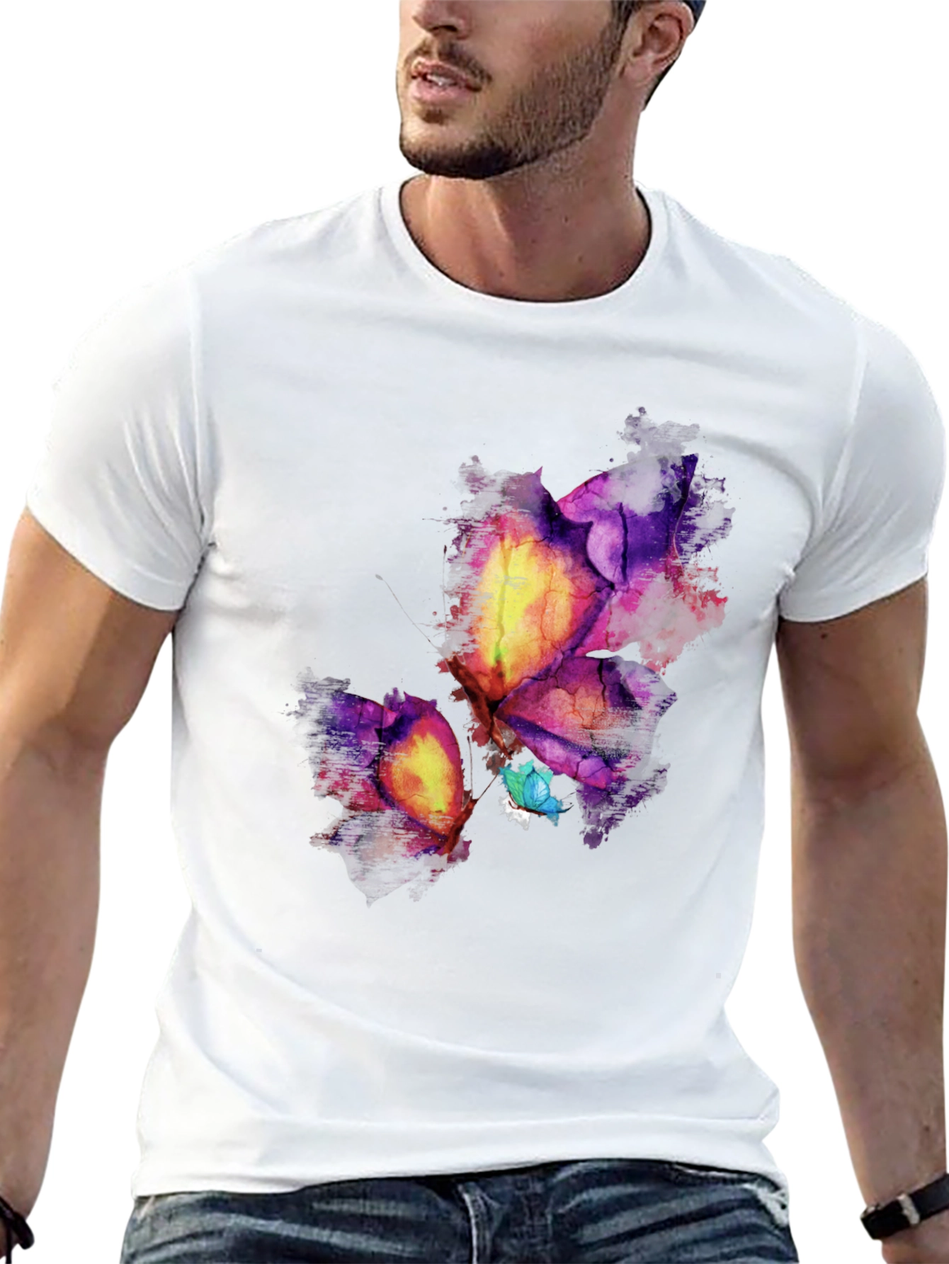Abstract Butterfly Graphic Black Tee