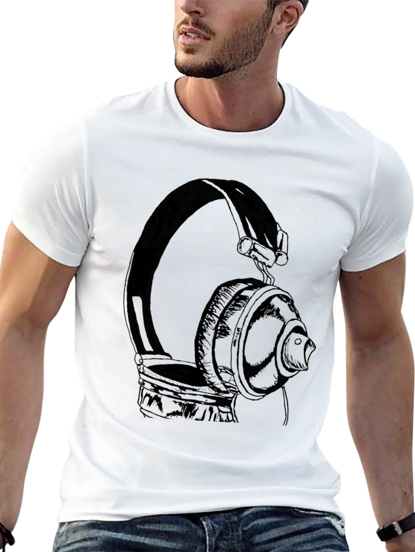 Headphones Graphic T-Shirt - Classic Black Tee
