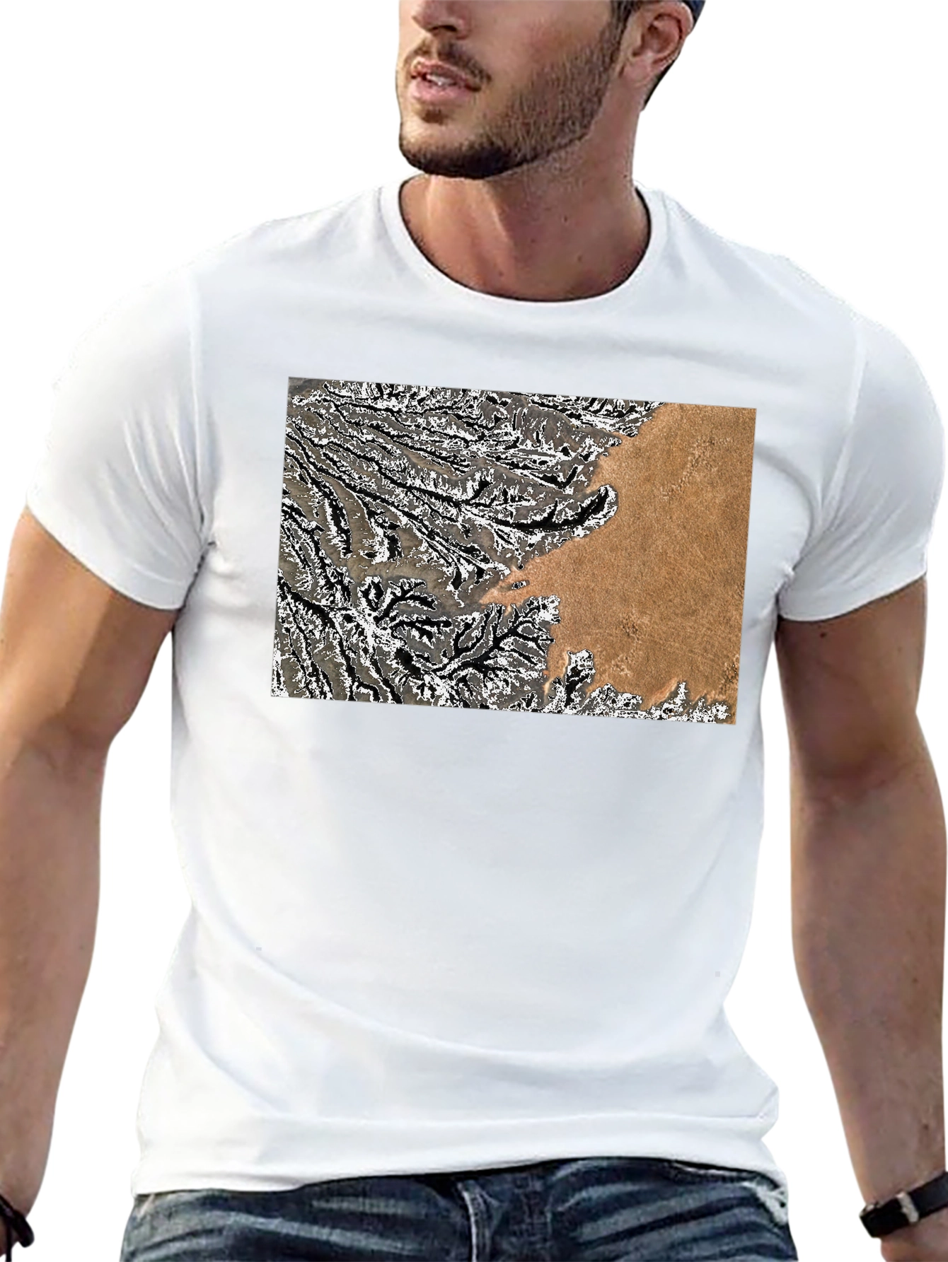 Abstract Topo Graphic Mens T-Shirt