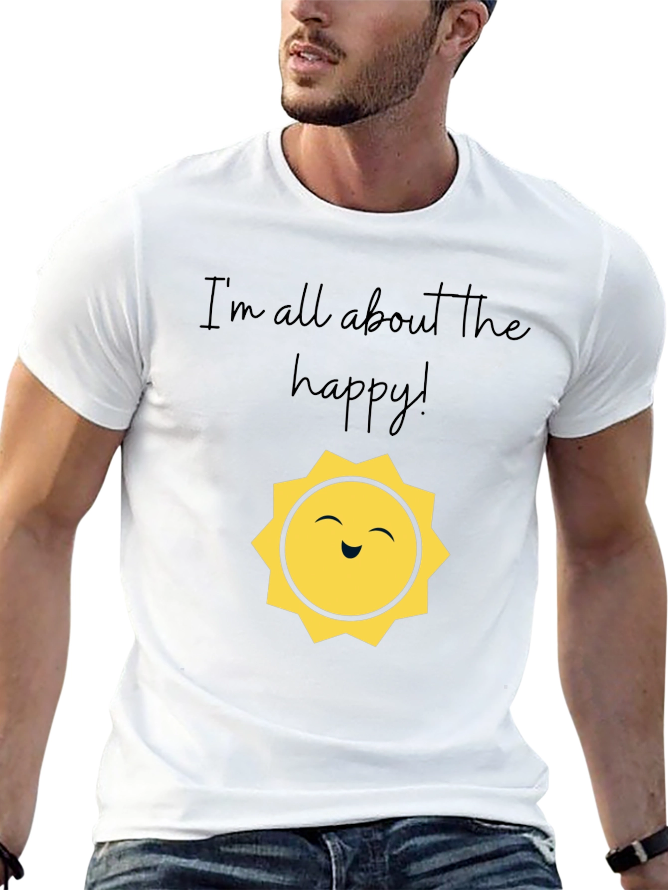 Happy Sun Graphic T-Shirt - Unisex Black Tee