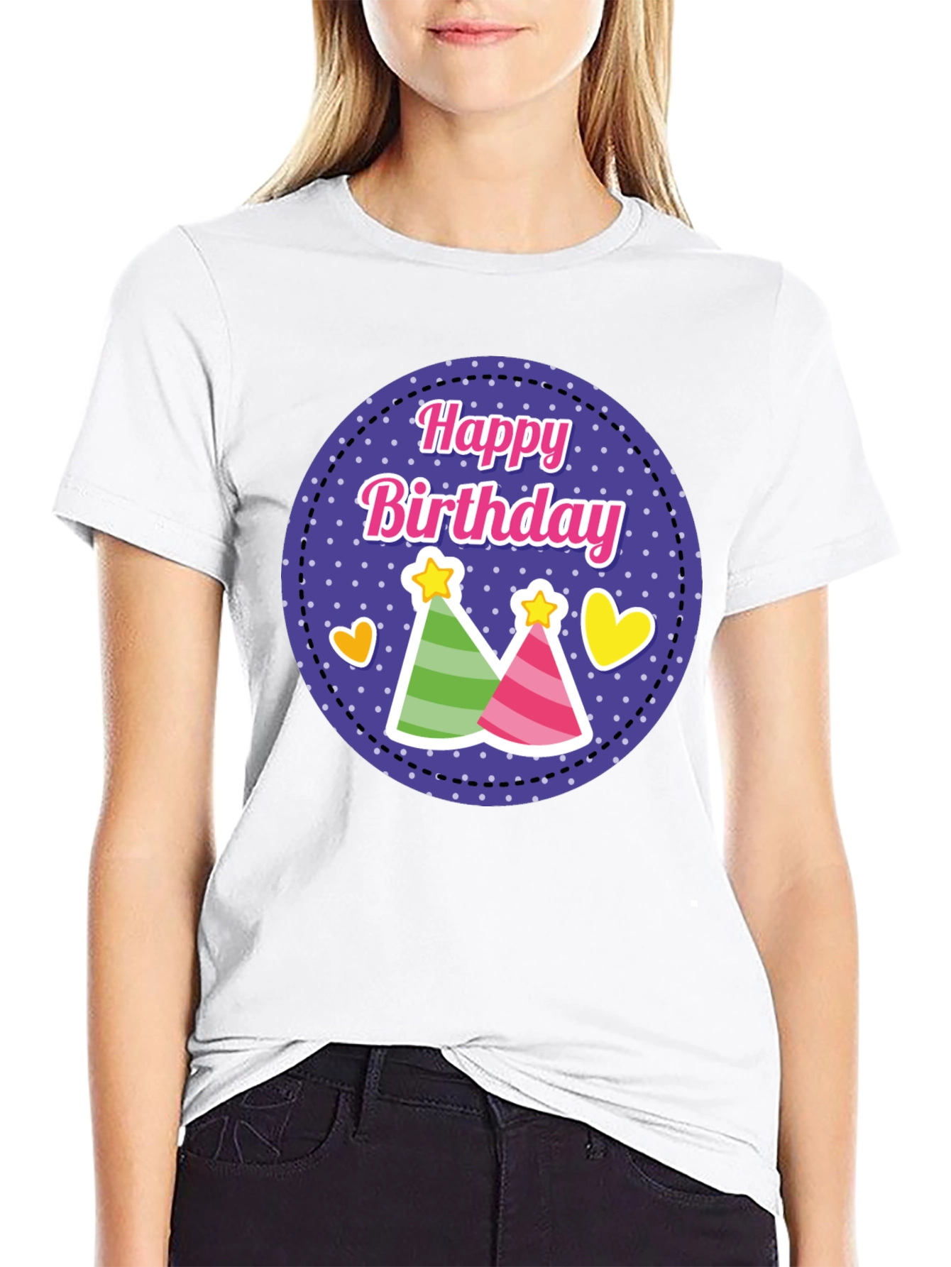 Happy Birthday T-Shirt Party Hats Celebration Tee