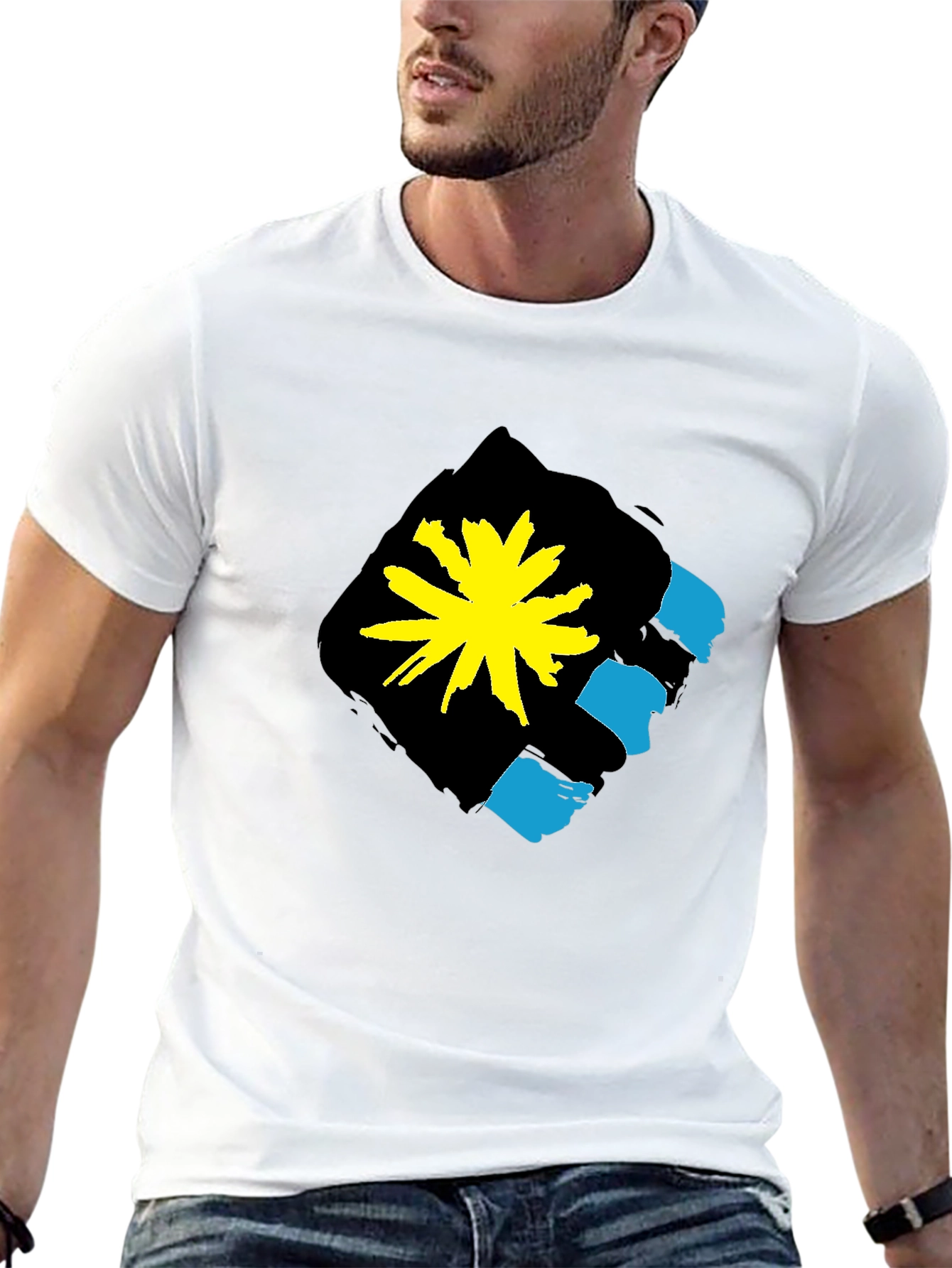 Graphic Print Crew Neck T-Shirt - Antigua Flag