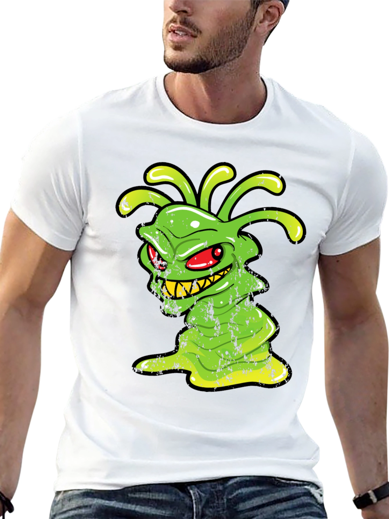 Green Alien Monster Graphic T-Shirt