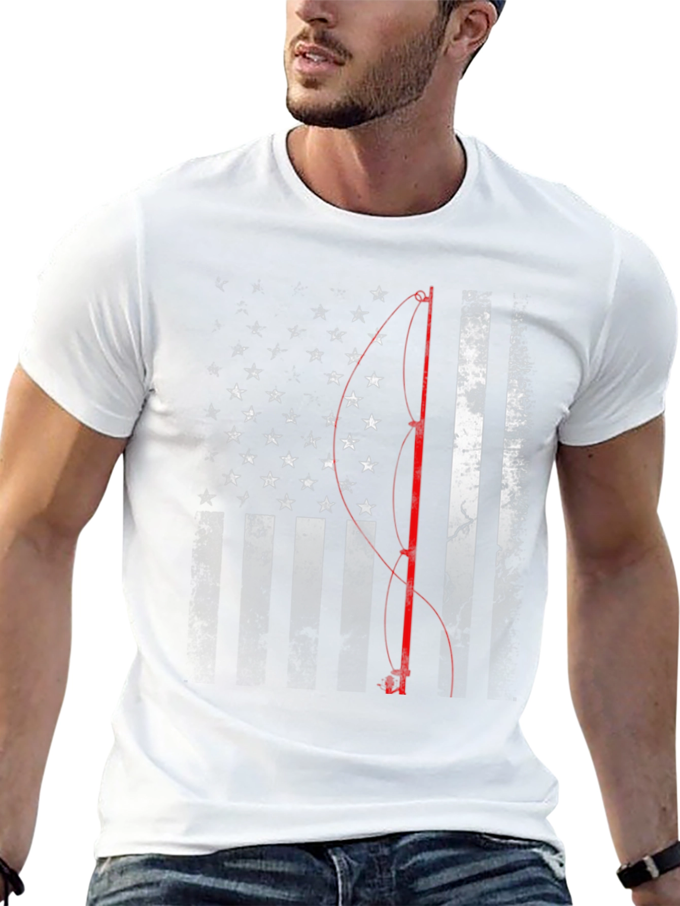 American Flag Fishing T-Shirt - Patriotic Angler Apparel