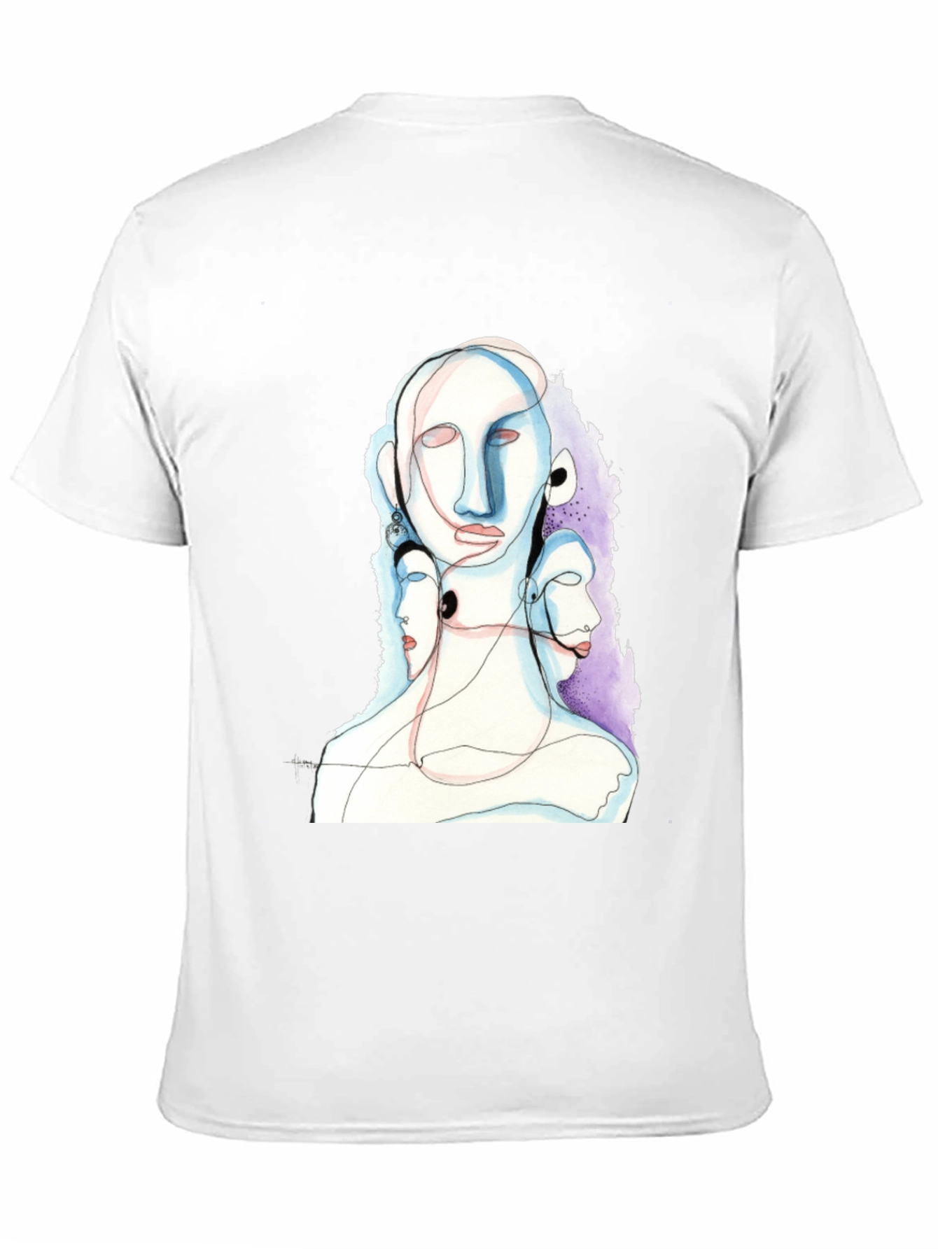 Abstract Faces Black Graphic Tee